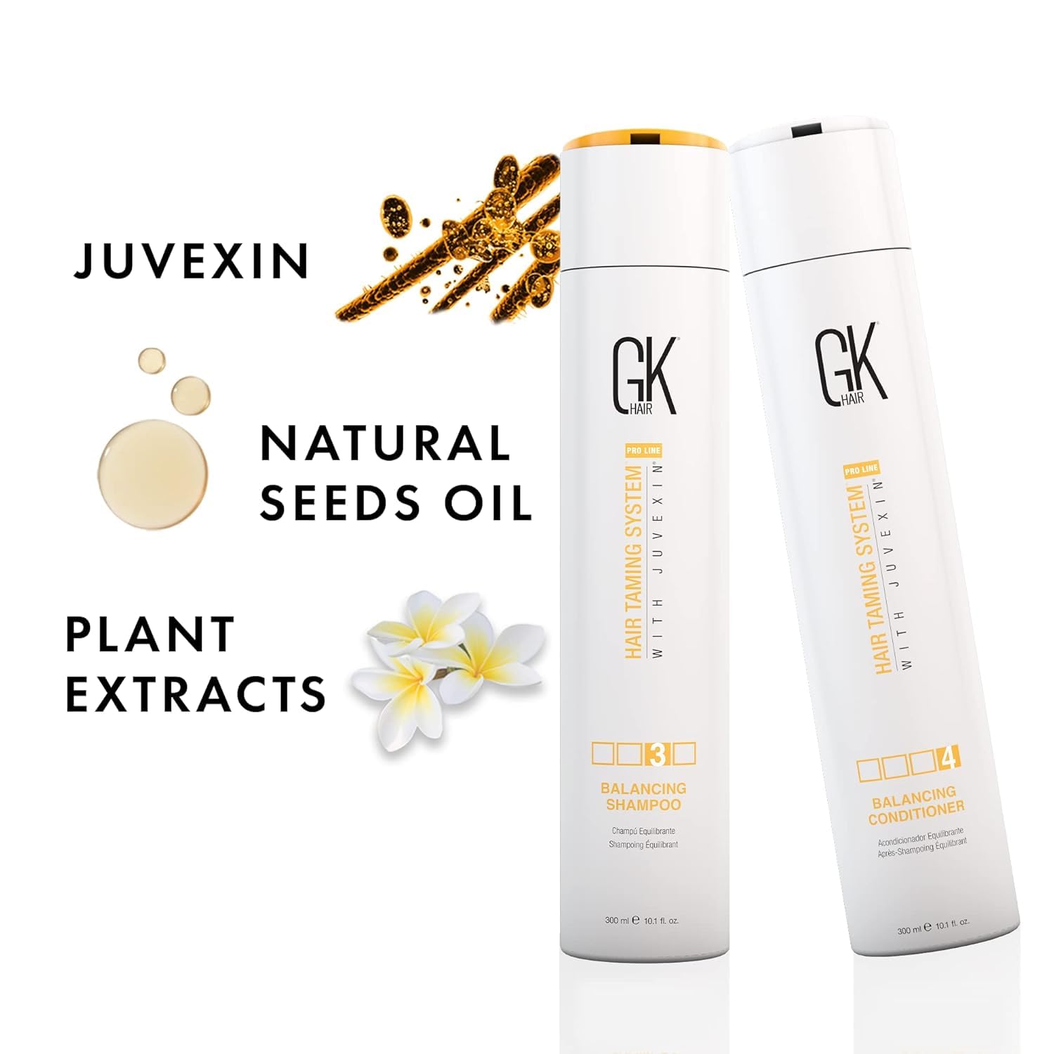 GK Hair Balancing Keratin Shampoo & Conditioner Set (300ml) with Free 10ml Argan Oil Serum - Sulfate Free, Paraben Free for Oily Hair & Scalp - pH Balancing Hair Care for Daily Use & Salon-Quality Results