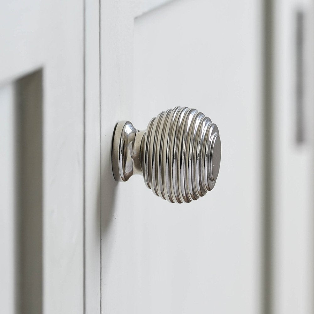 Polished Nickel Queen Anne Beehive Cabinet Knob - Vintage Style Drawer Pulls for Kitchen, Bathroom & Furniture - Perfect for Cabinets, Dressers & Home Decor