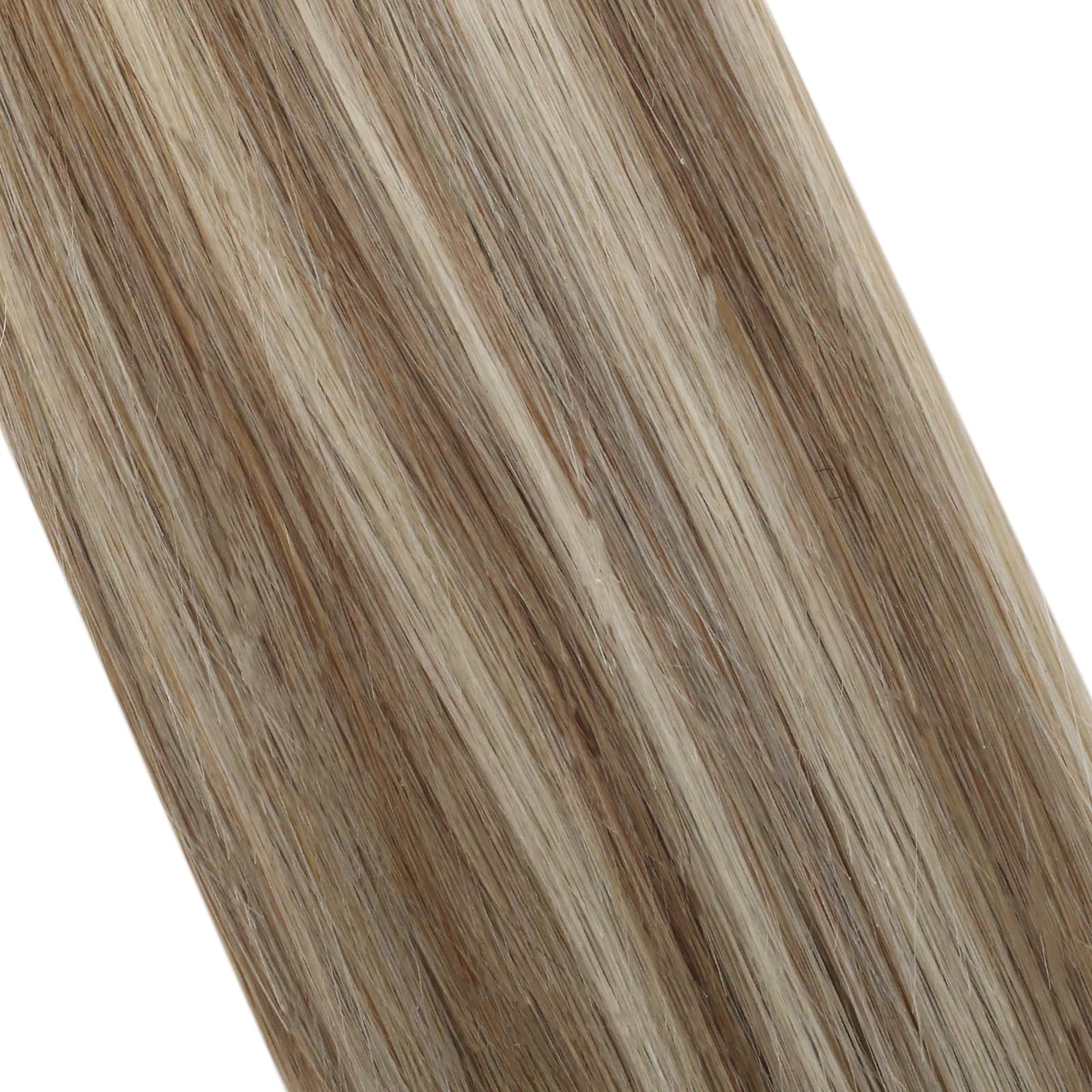 Premium Moresoo Balayage Tape-in Hair Extensions 16 Inch - 100% Real Human Hair, Ombre Ash Brown to Blonde Mix with Light Blonde (#8/22/8) - 20pcs 50g Set - Seamless Blending for Everyday Wear & Special Occasions