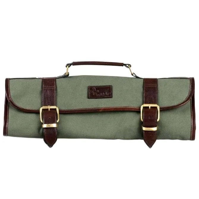 Boldric Green Canvas Knife Bag - 9 Pockets Professional Chef Knife Roll for Culinary Students & Chefs - Perfect for Cooking Classes, Restaurant Work & Travel