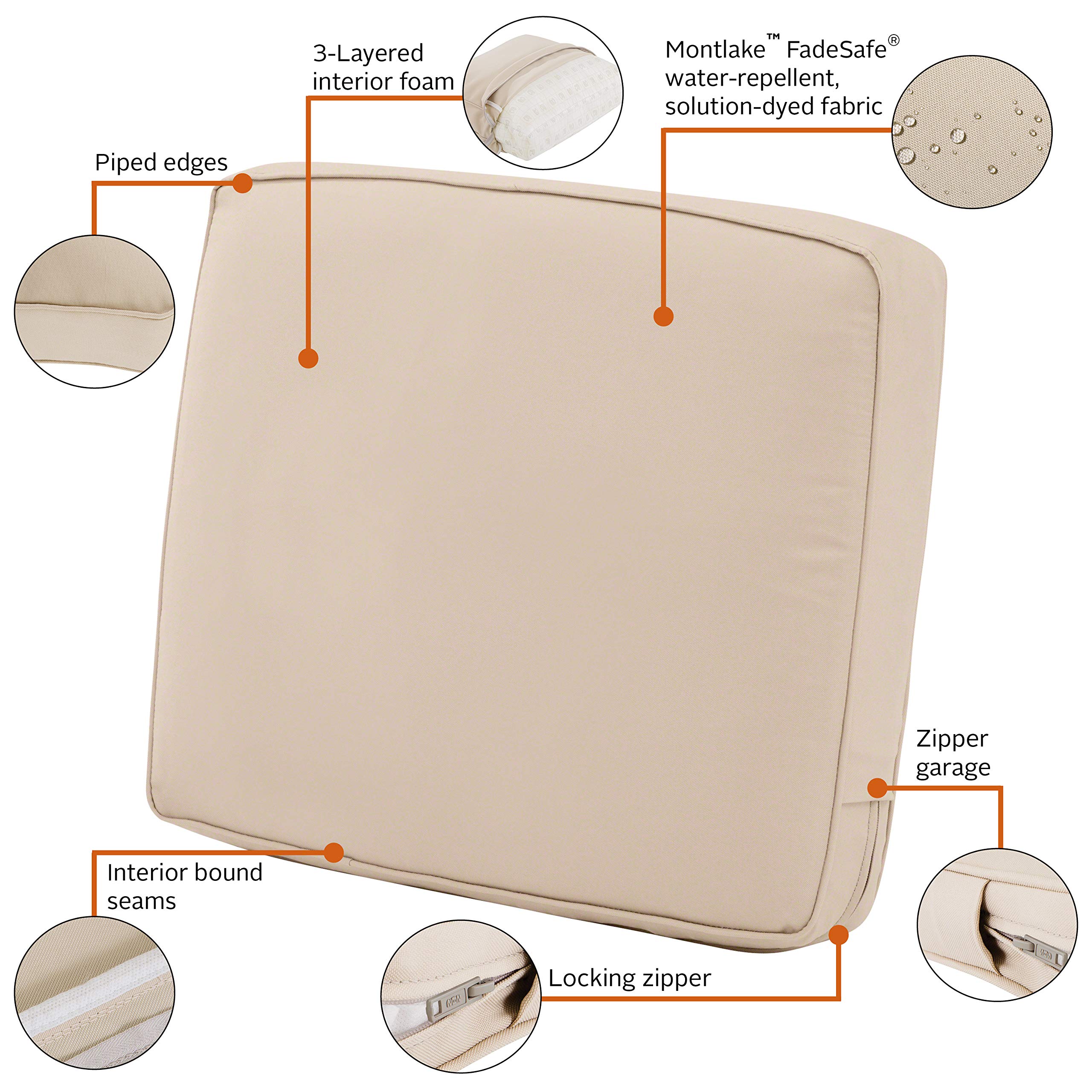 Water-Resistant Patio Lounge Cushion 19x20x4 - Antique Beige for Outdoor Loveseats