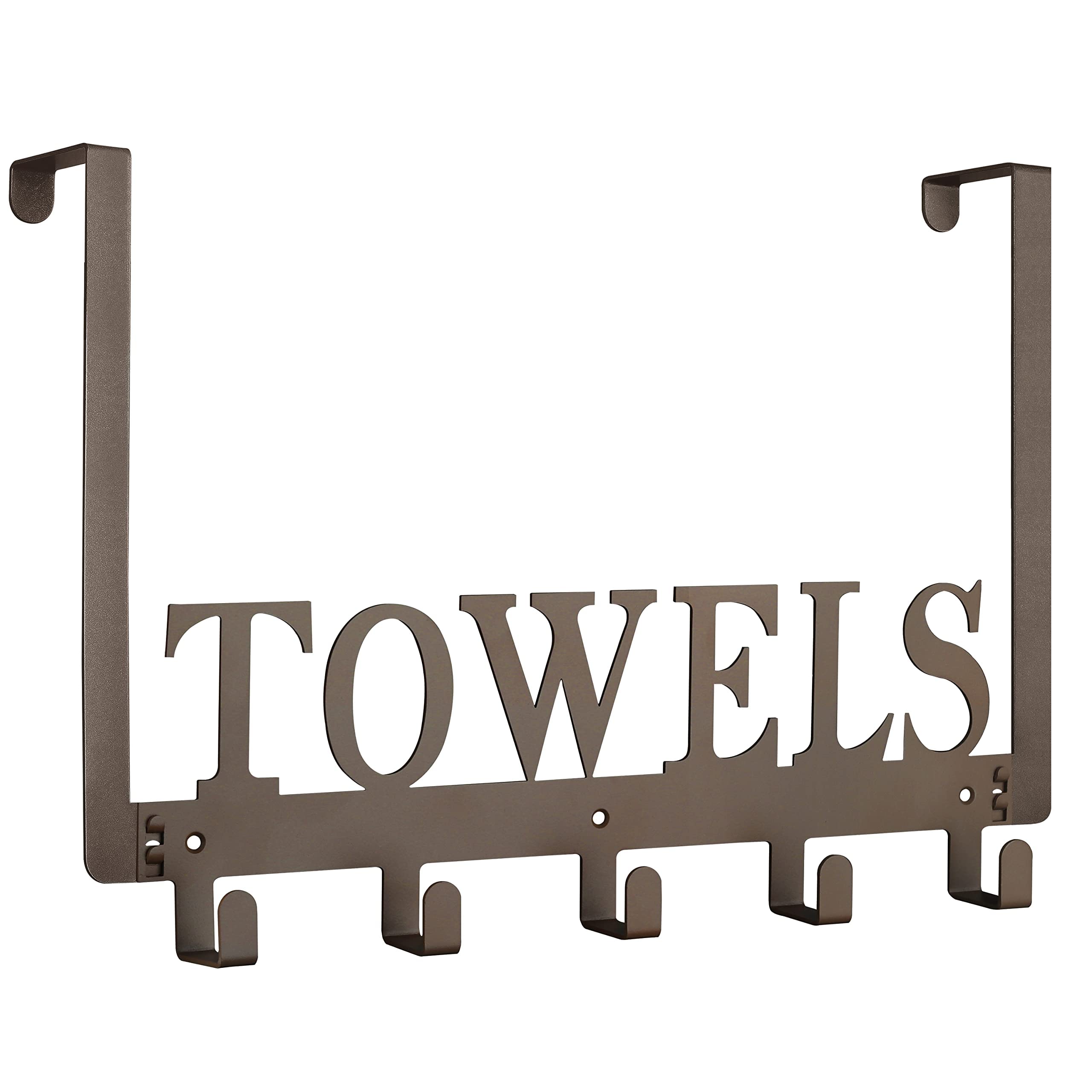 Over The Door Hooks - Heavy Duty Metal Towel Rack for Bathroom, Bedroom & Kitchen | Wall Mount & Door Hanging Towel Holder for Bathrobes, Pool & Beach Towels | Durable Sandblasted Black Finish for Home, Gym & Vacation Use