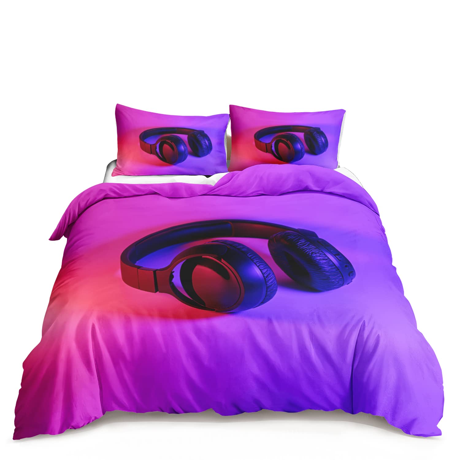 HOSIMA Kids Bluetooth Headphones Bedding Set - Music Themed Duvet Cover with Comfortable Headphone Design for School, Teens & Gaming - Perfect for Dorm Rooms, Sleepovers & Music Lovers
