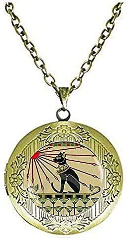 Egyptian Cat Jewelry - Art Nouveau Cat Pendant Necklace with Goddess Bastet Charm | Vintage Egyptian Jewelry for Women | Perfect for Boho Style, Costume Parties & Spiritual Gifts