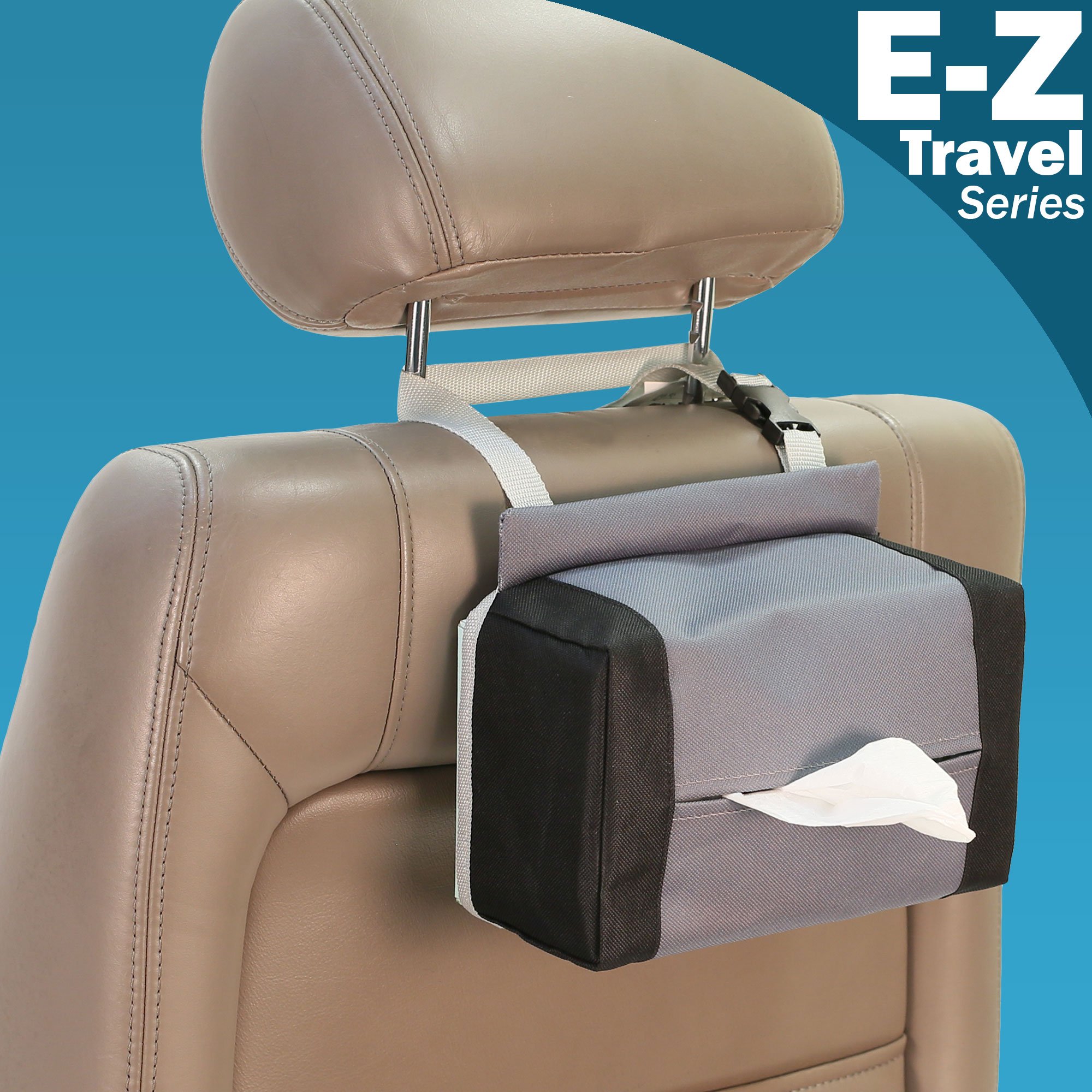 FH Group Universal Car Seat Covers Full Set - Gray Flat Cloth Bench & Seat Covers for Cars, Trucks & SUVs | Durable Interior Accessories Combo with E-Z Travel Tissue Dispenser | Perfect for Road Trips & Daily Commutes