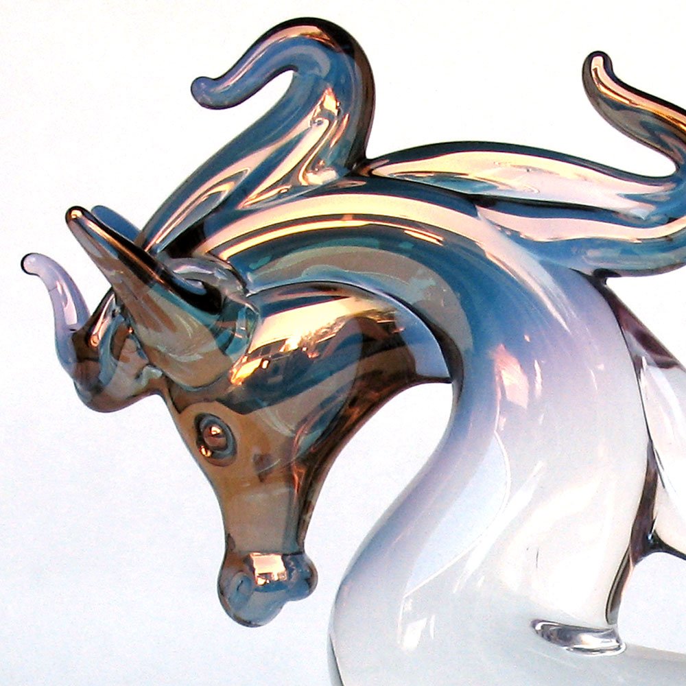 Hand Blown Glass Prancing Horse Statue - Elegant Home Decor, Unique Gift for Collectors & Equestrian Lovers - Perfect for Bookshelves, Office Desks & Mantel Displays