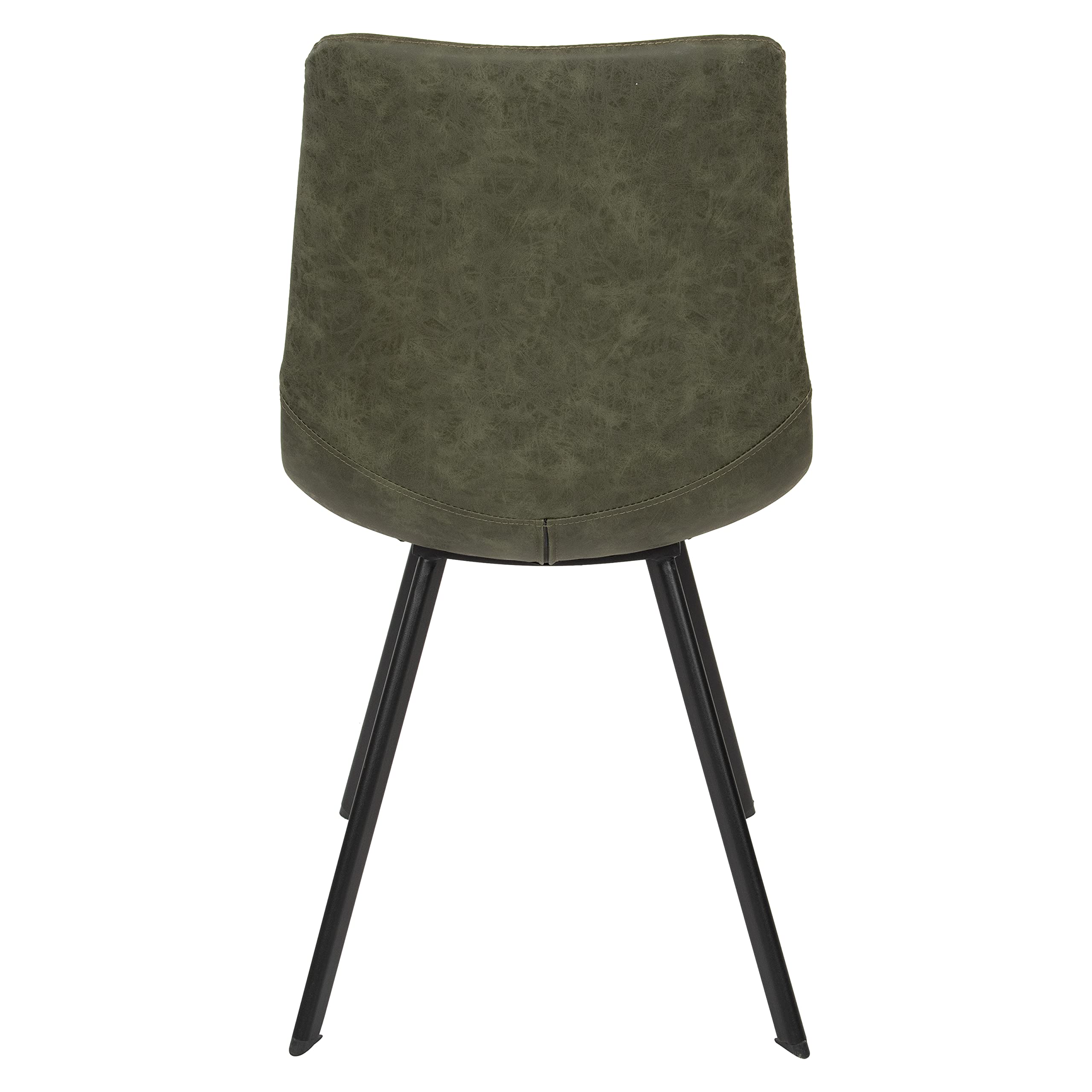 LeisureMod Dining Chairs Set of 4 - Modern Upholstered Leather Accent Chairs with Powder-Coated Metal Base for Dining Room, Living Room & Kitchen (Markley Series, Olive Green) - Perfect for Family Gatherings & Entertaining Guests