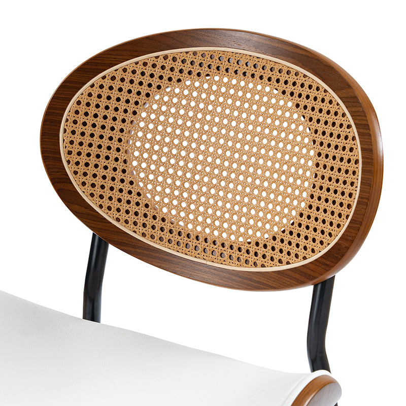 Flora Curved Wood Backrest Faux Leather Upholstered Dining Chair Cushion - Ergonomic Support for Kitchen, Restaurant & Office - Comfortable Seat Pad with Wooden Frame (Multiple Styles Available)
