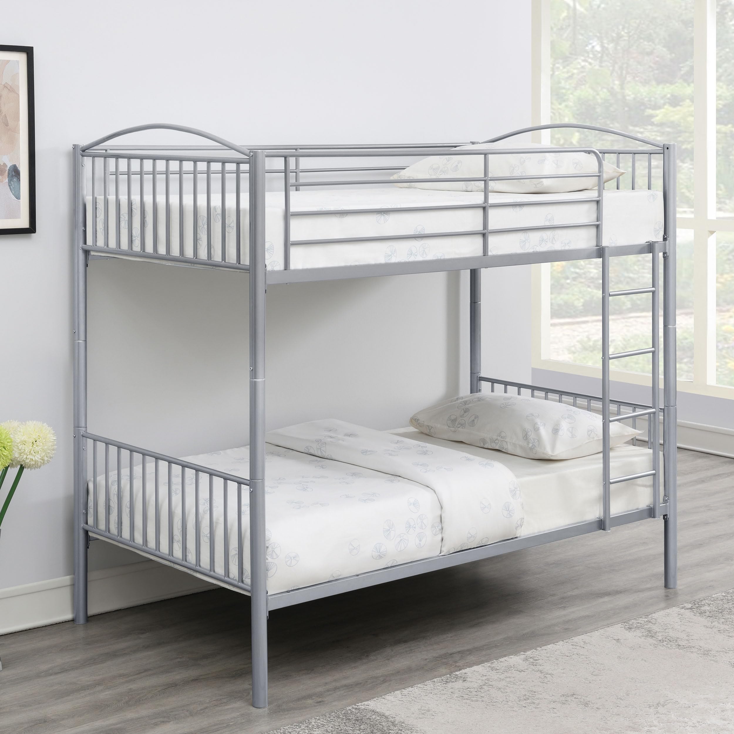 Coaster Anson Twin/Twin Bunk Bed - Space-Saving Silver Metal Bunk Bed for Kids & Teens | Perfect for Small Bedrooms, Guest Rooms & Dormitories