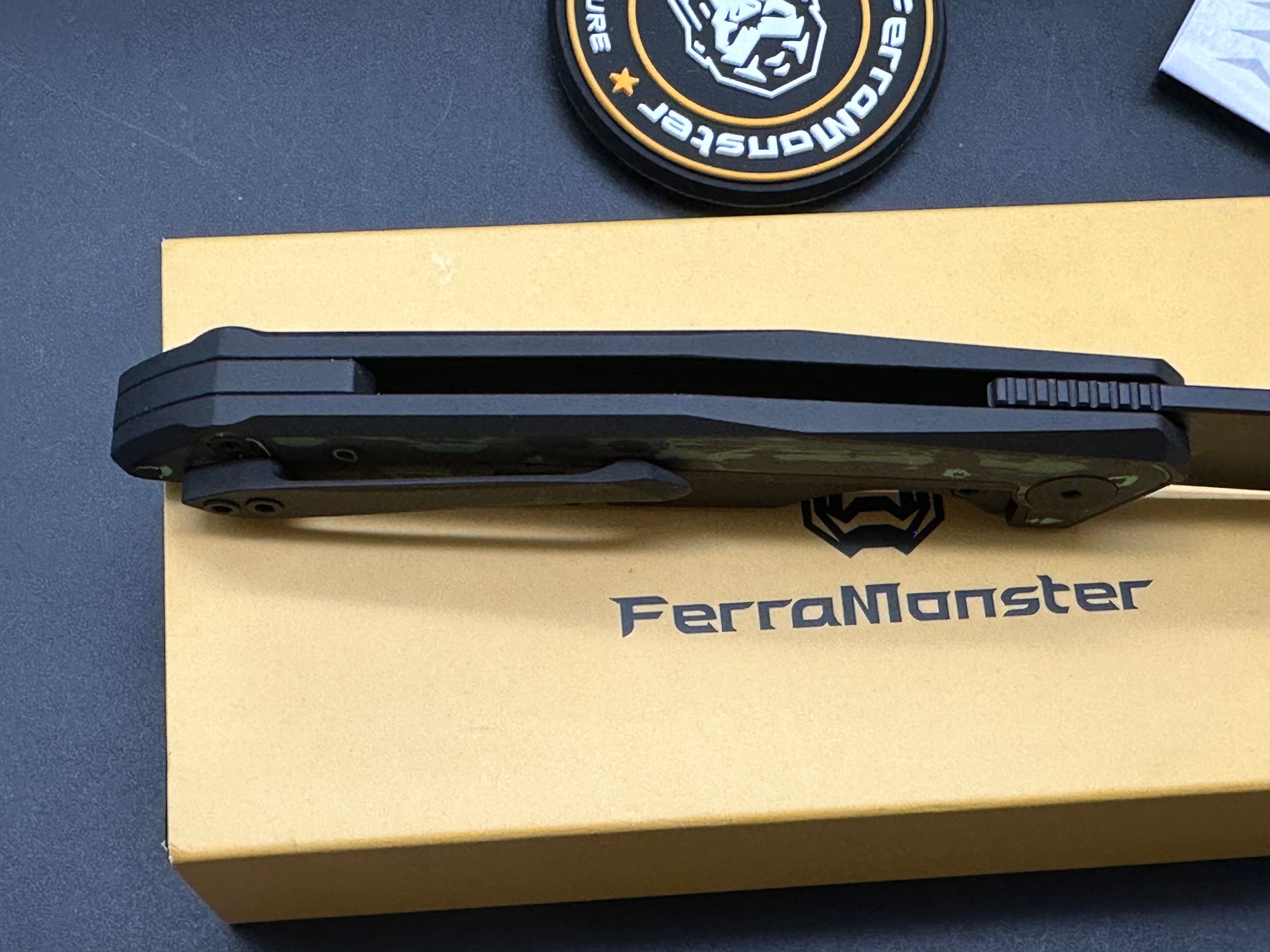 Ferramonster Urbangrip Black Titanium & Carbon Fiber Handle with M390 Blade - Premium EDC Folding Knife for Outdoor, Camping, and Everyday Carry