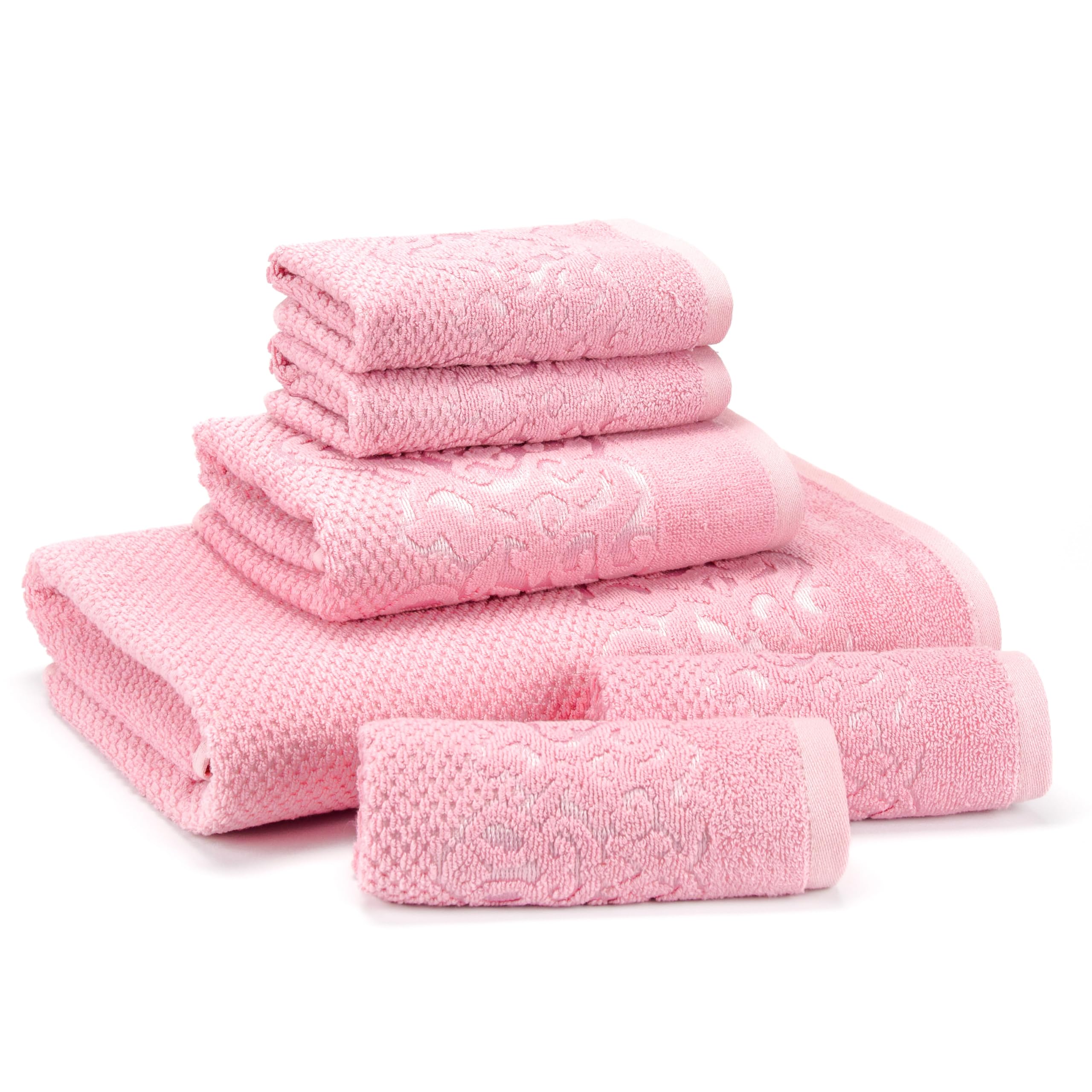 EastNBlue Galata Turkish Cotton Bath Towels Set of 6 - Ultra Soft, Absorbent & Lightweight Luxury Towels - 1 Bath Towel, 1 Hand Towel, 4 Washcloths - Rose Color - Perfect for Spa, Bathroom & Guest Use
