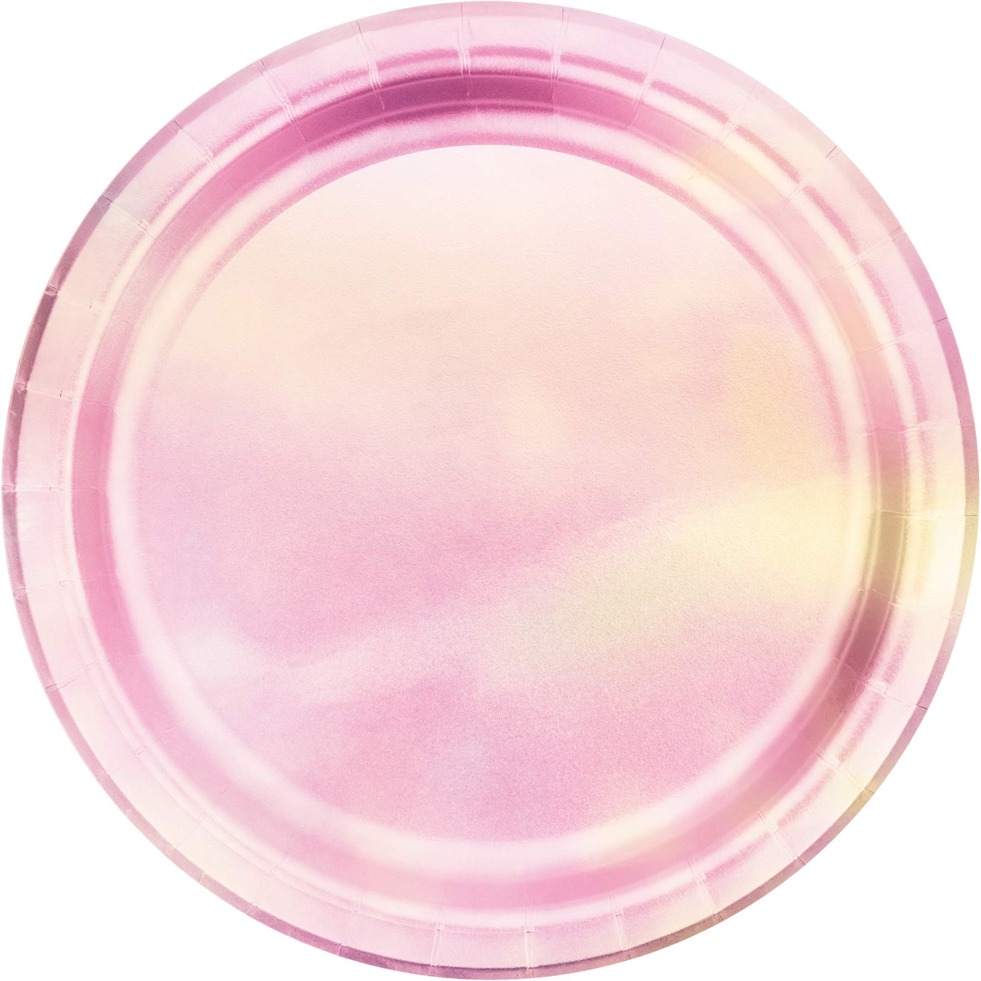 96-Pack Pink Iridescent Party Plates 7 Inch - Disposable Luncheon Plates for Birthday, Wedding, Baby Shower & Holiday Celebrations