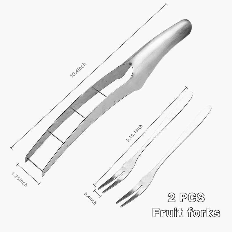 Stainless Steel Watermelon Cutter & Slicer - Easy Cube & Ball Cutter with 2 Fruit Forks - Perfect for Summer BBQs, Picnics & Healthy Snacks