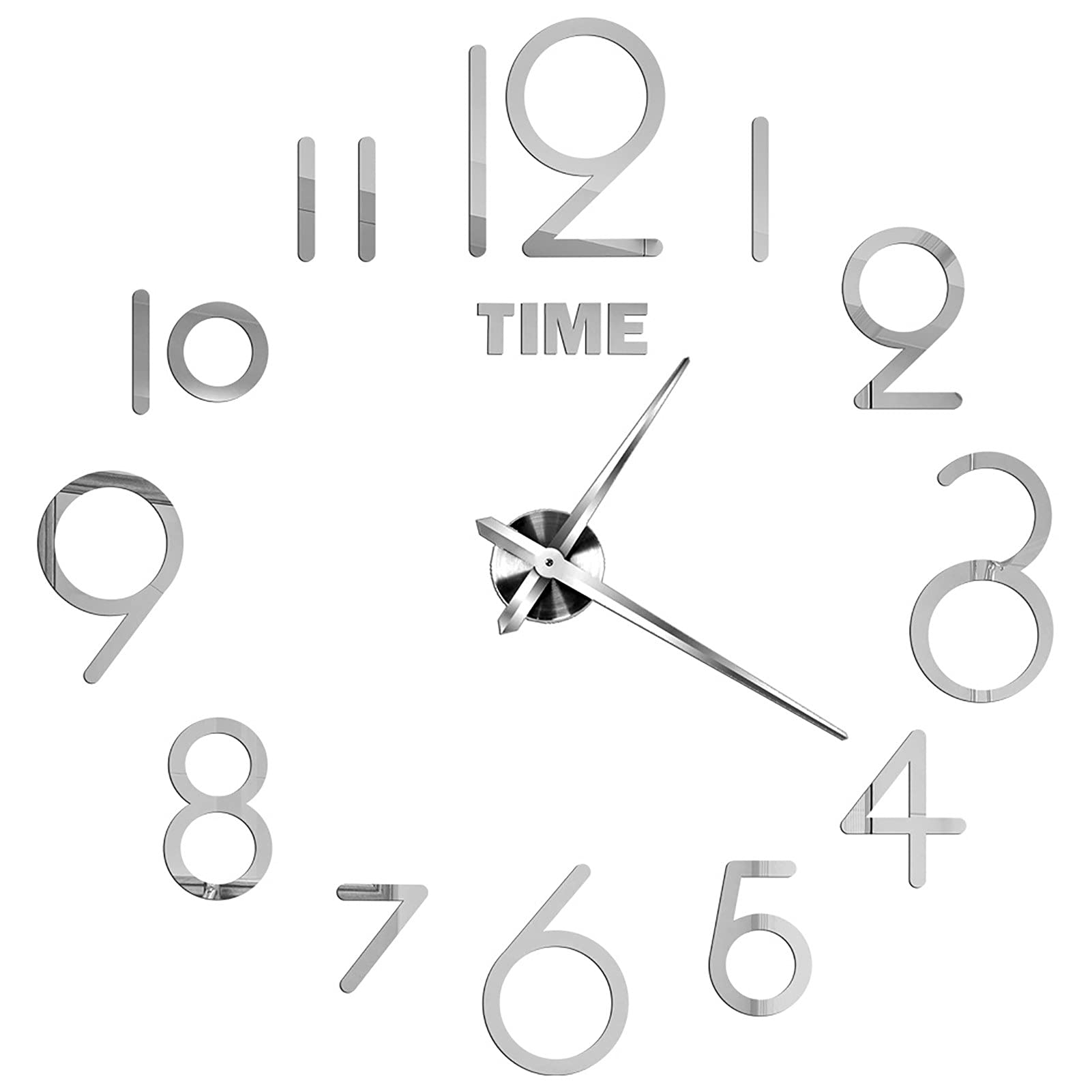 Modern 3D DIY Frameless Silent Wall Clock - Silver, Plastic Wall Stickers for Living Room, Bedroom & Office Decor | Home & Office Use