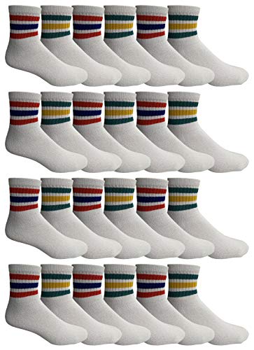 24 Pairs White Strips Assorted Socks Size 6-8
