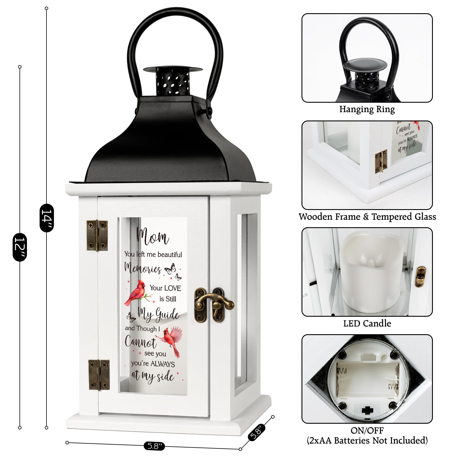 Memorial Lantern - LED Candle Sympathy Gift for Loss of Loved One, Mother, or Family Member | Thoughtful Bereavement, Funeral & Remembrance Gift with Remote Control | Perfect for Memorial Services, Graveside Tributes & Home Memorials