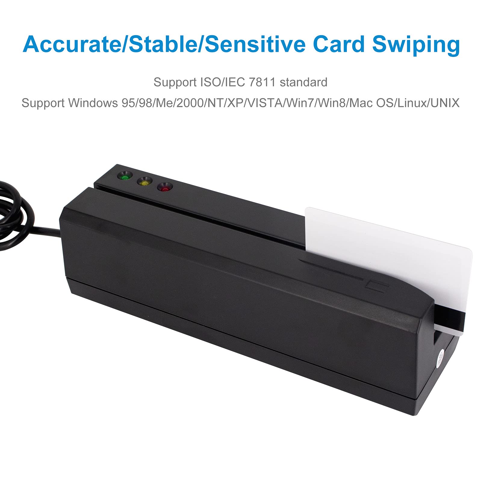 MSR605X USB Magnetic Card Reader Writer Swipe Encoder - 3 Tracks with 10 Blank Cards - Compatible with Windows & Mac OS (MSR206 MSR605) - Ideal for Hotel Key Cards, Membership Cards & Access Control Systems
