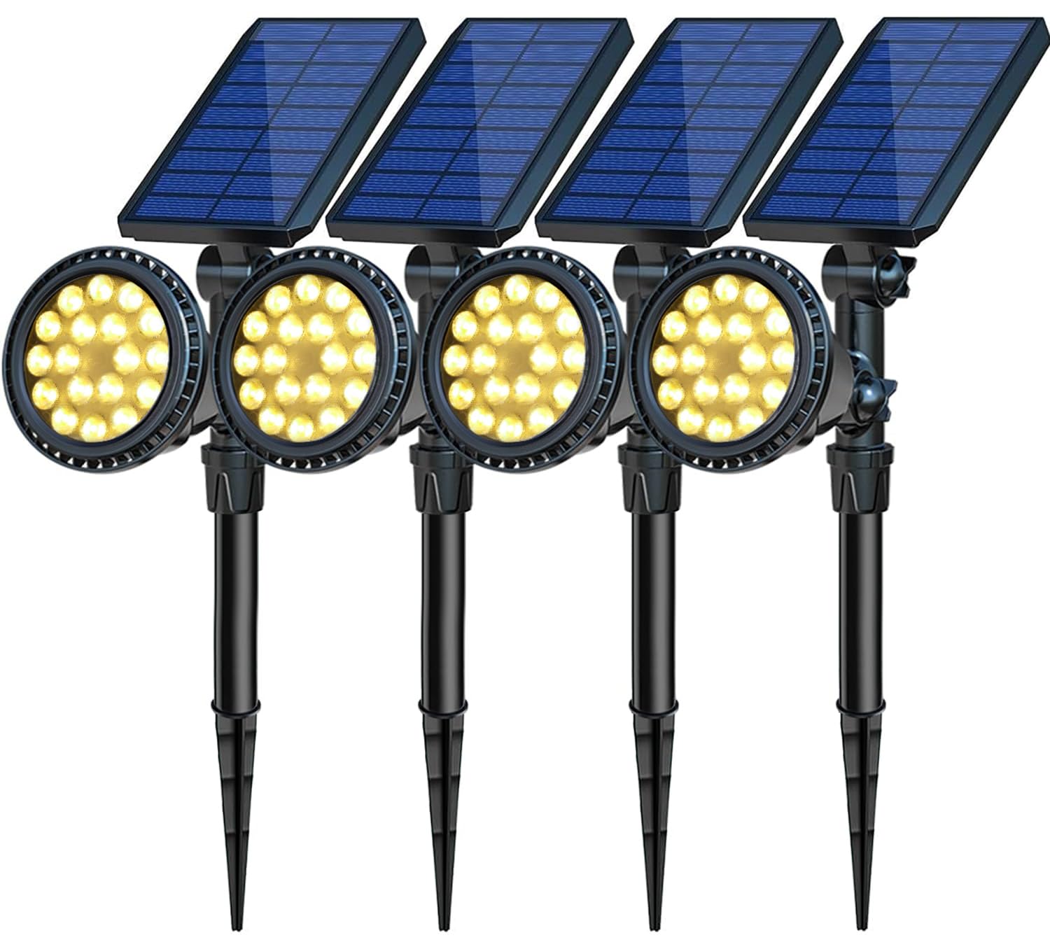 **18 LED Solar Landscape Spotlights Outdoor - Waterproof Solar Lights for Garden, Yard, Tree, Driveway & Pool - Auto On/Off, Warm White Lighting (4 Pack) - Perfect for Pathway, Patio & Backyard Decor**