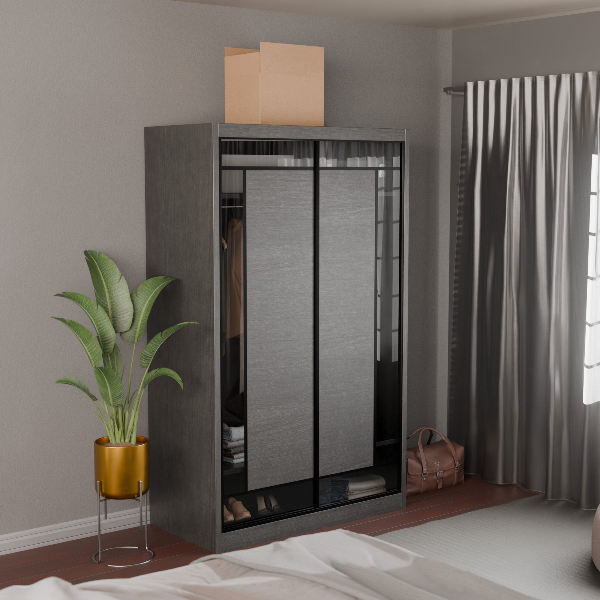 Josie Modular Wardrobe W02 - Customizable Closet Organizer with Adjustable Shelves & Hanging Rod - Perfect for Bedroom, Walk-in Closet & Dorm Room Storage Solutions