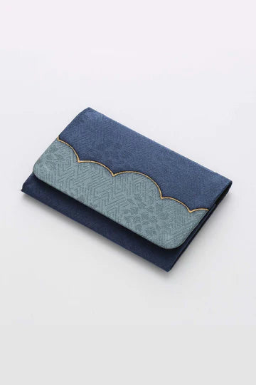 Premium Japanese Kyo Yuzen Business Card Holder - Auspicious Cloud & Indigo Blue Design | Handcrafted in Kyoto | Perfect for Corporate Gifts & Professional Networking Accessories