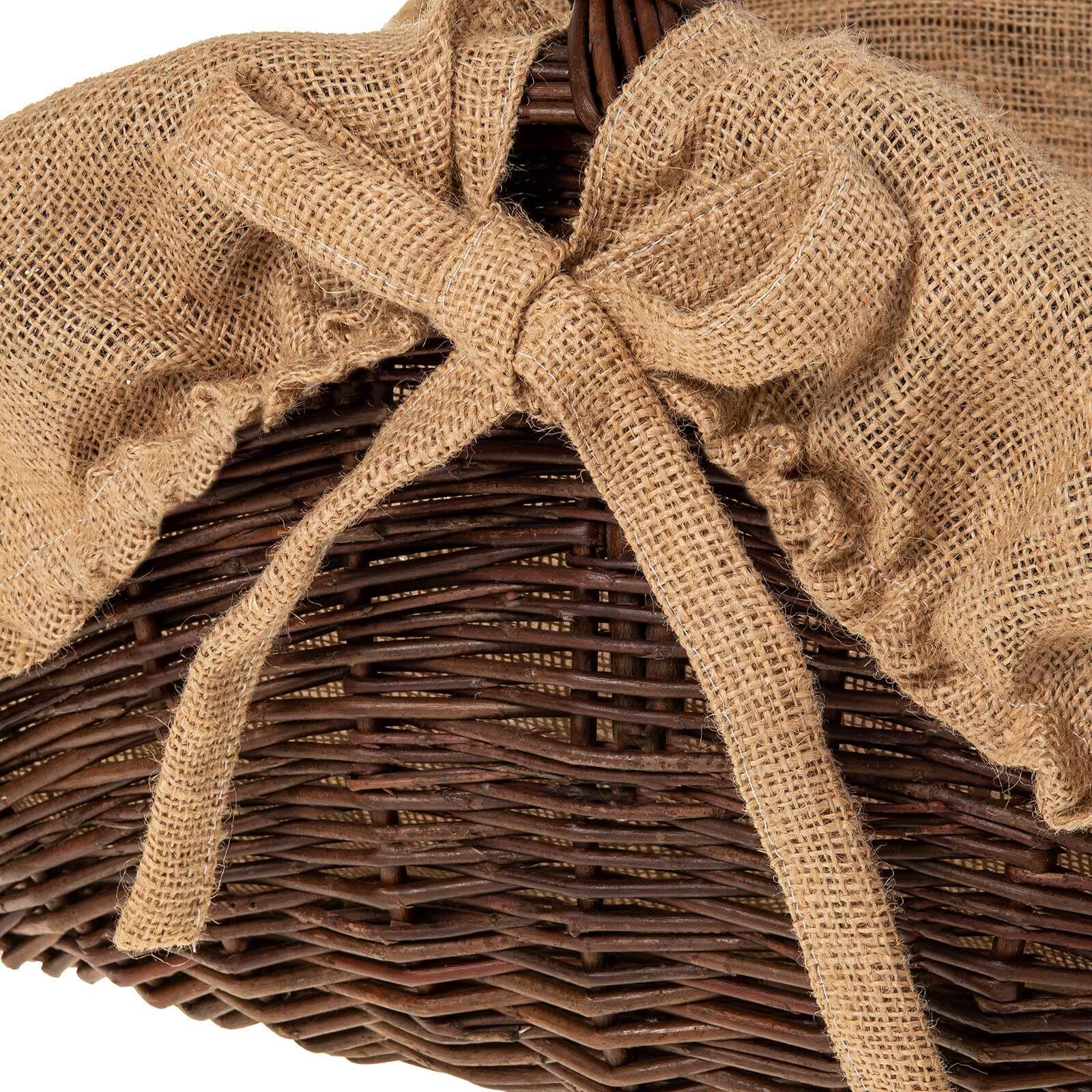 Premium Willow Firewood Basket with Jute Lining - Rustic Wood Carrier for Fireplace, Camping & Outdoor Decor - Heavy Duty Log Storage for Home, Patio and Cabin