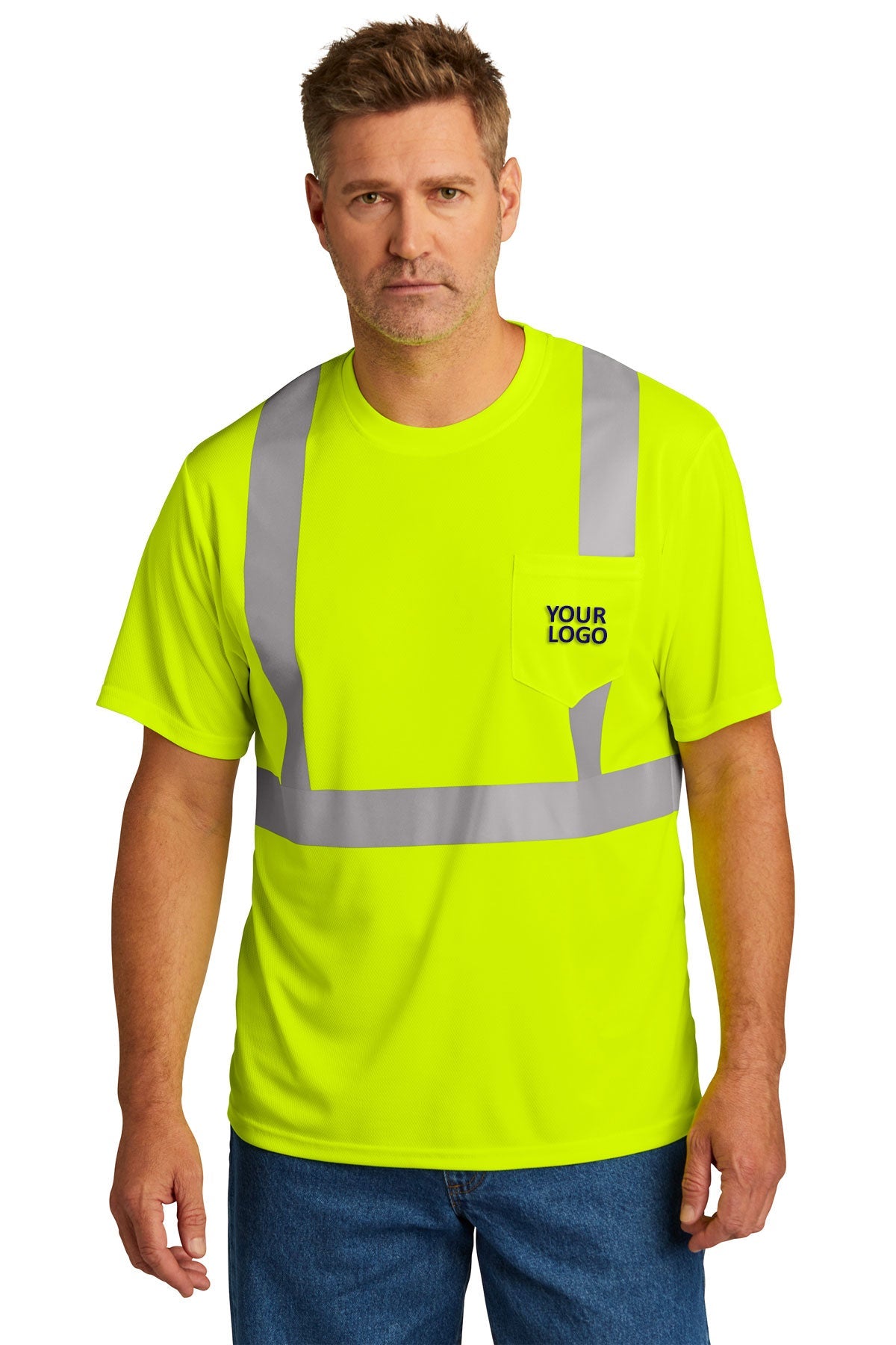 CornerStone ANSI 107 Class 2 High Visibility Safety T-Shirt - Mesh Reflective Workwear for Construction & Road Workers - Safety Yellow