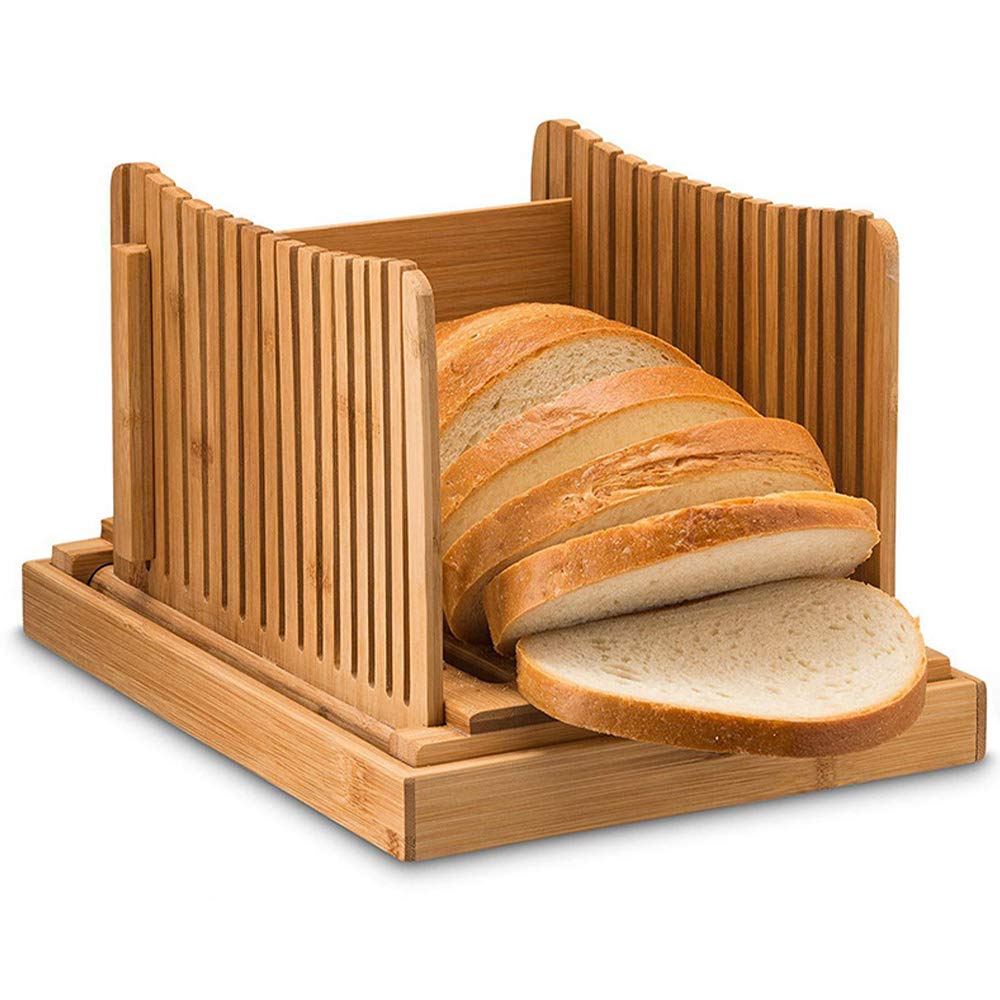 Premium Bamboo Bread Board with Adjustable Crumb Catcher - Ideal for Slicing Bread, Toast, and Cake - Natural Wood Cutting Board for Kitchen Countertops - Perfect for Baking, Breakfast Prep, and Entertaining