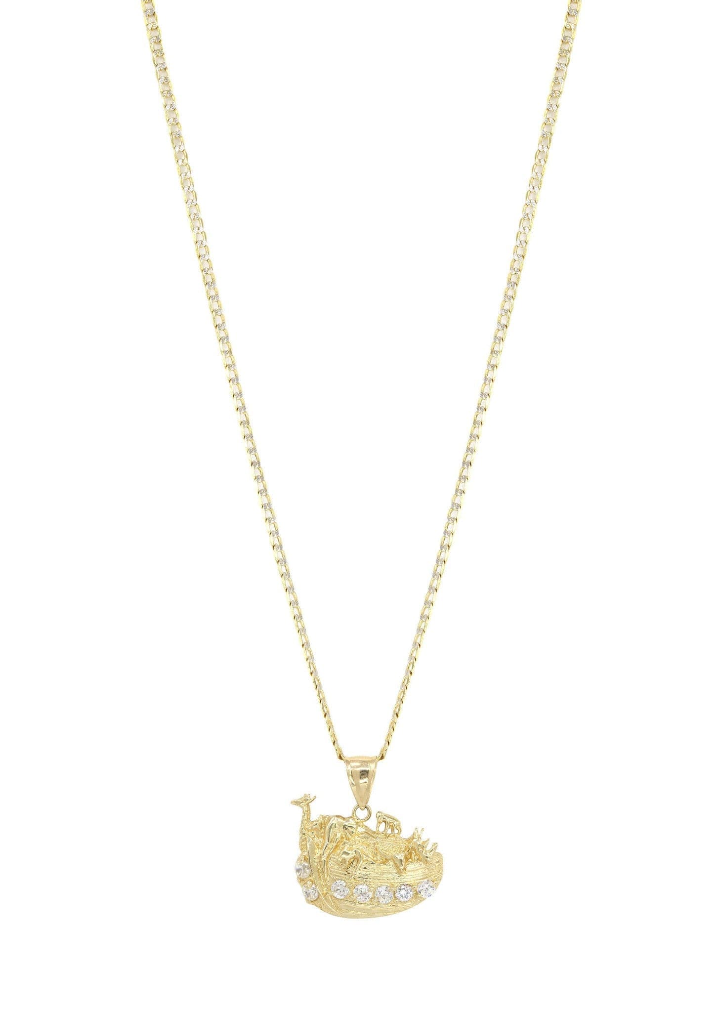10K Yellow Gold Pave Rain Deer Necklace for Women | 10.9 Grams | Elegant Christmas Gift, Birthday Present & Party Jewelry