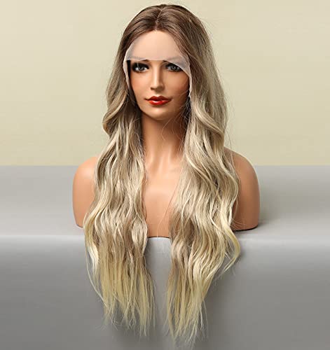 Platinum Blonde Ombre Lace Front Wig - Natural Looking Human Hair Wig for Women | Perfect for Cosplay, Parties & Daily Wear