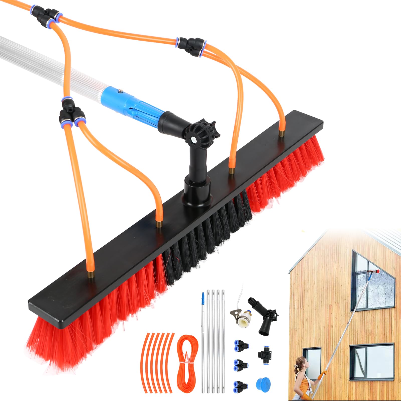 32.8ft Extendable Solar Panel Cleaning Brush with Telescopic Pole - High Reach Window & Roof Cleaner Tool for Outdoor Use - Perfect for Solar Panels, Windows, House Siding, and Conservatories