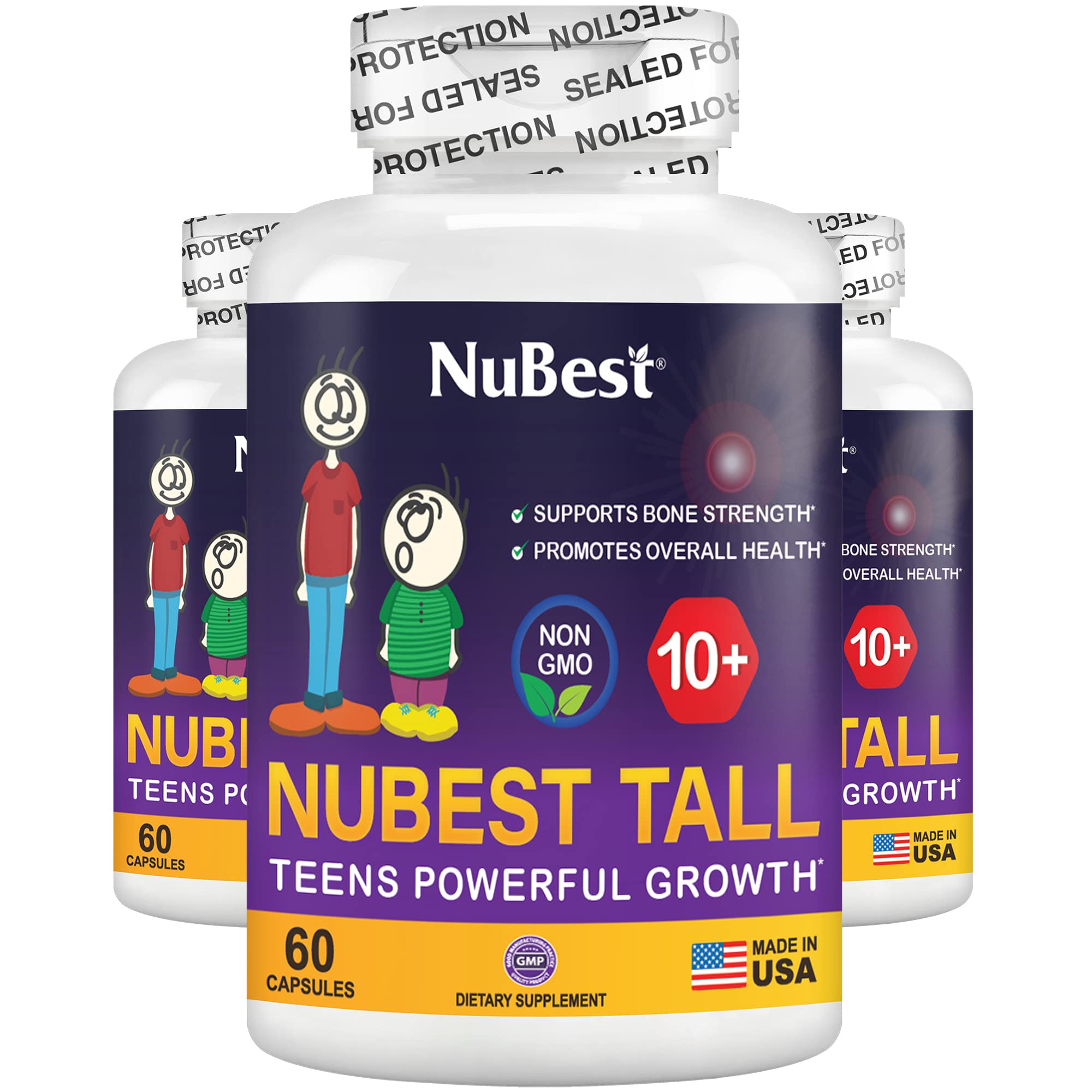 NuBest Tall 10+ Advanced Bone Growth Supplement with Calcium, Vitamin D3 & K2 - Supports Bone Strength, Immune Health & Wellness for Teens & Adults - Ideal for Active Lifestyles & Daily Milk Drinkers - 3 Pack