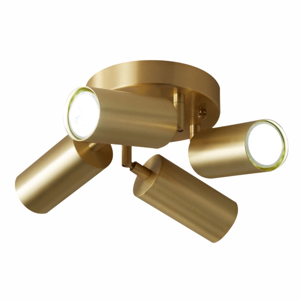 KCO Lighting Modern 4-Light LED Track Lighting Fixture - Adjustable Gold Brass Ceiling Spotlights with Rotatable Heads | Perfect for Kitchen, Living Room, Bedroom & Home Office Lighting