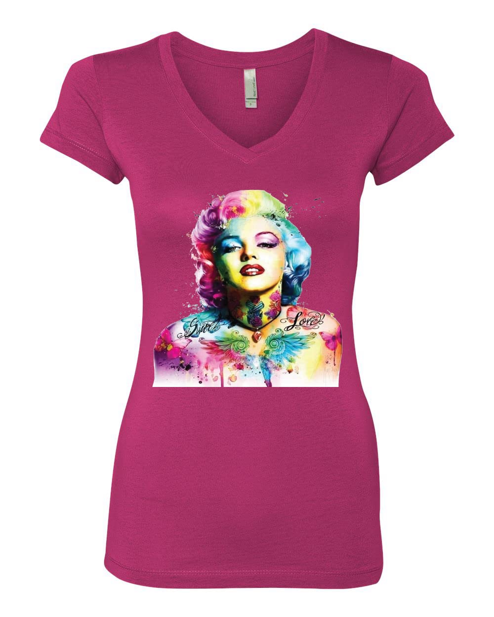 Vibrant Marilyn Multicolor Pop Art T-Shirt for Women - Junior Fit V-Neck Tee | Casual Wear, Pop Culture Fashion, Gift for Art Lovers