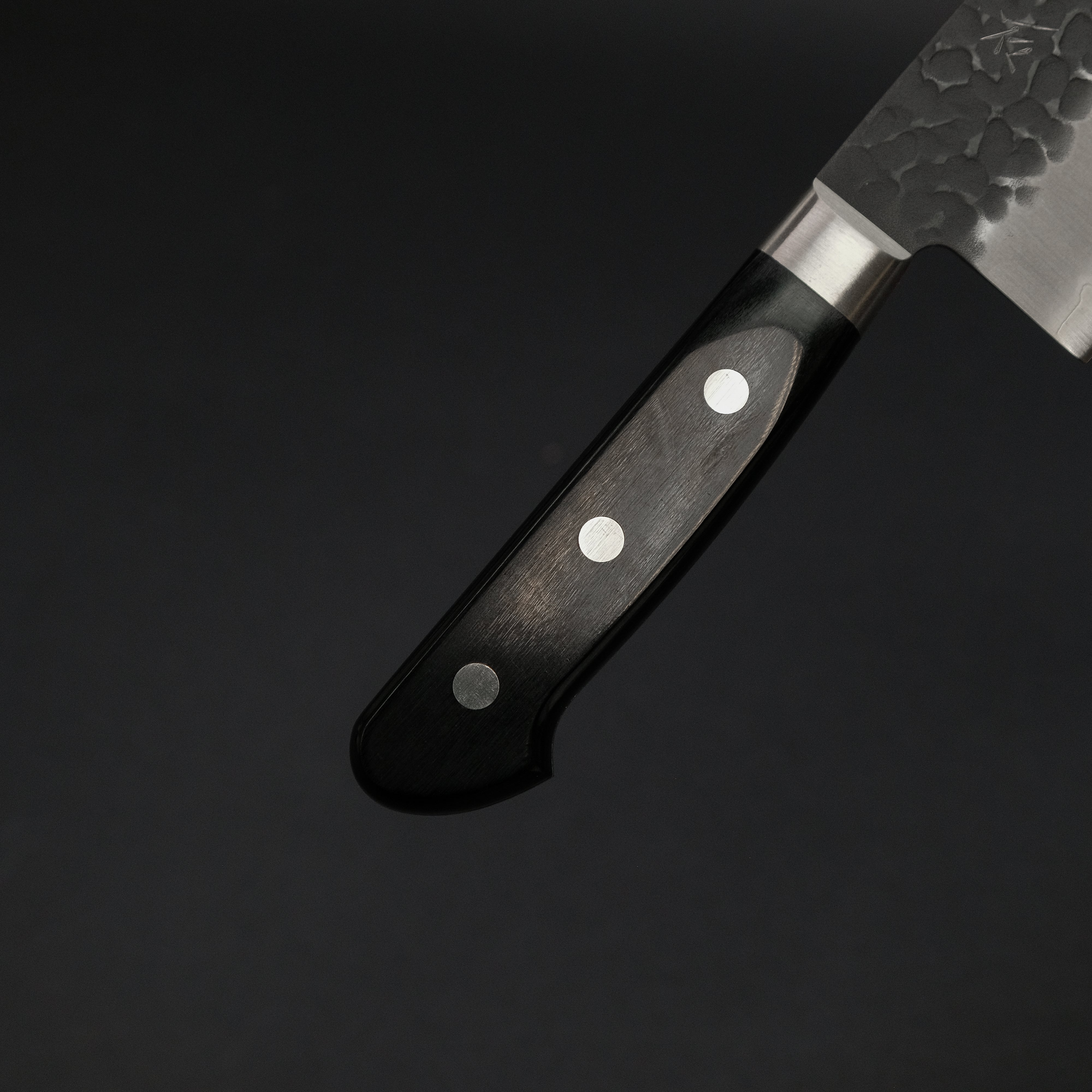 Ohishi Blue Super Kurouchi Tsuchime Nakiri Knife 165mm with Pakkawood Handle - Premium Japanese Kitchen Knife for Slicing Vegetables & Herbs