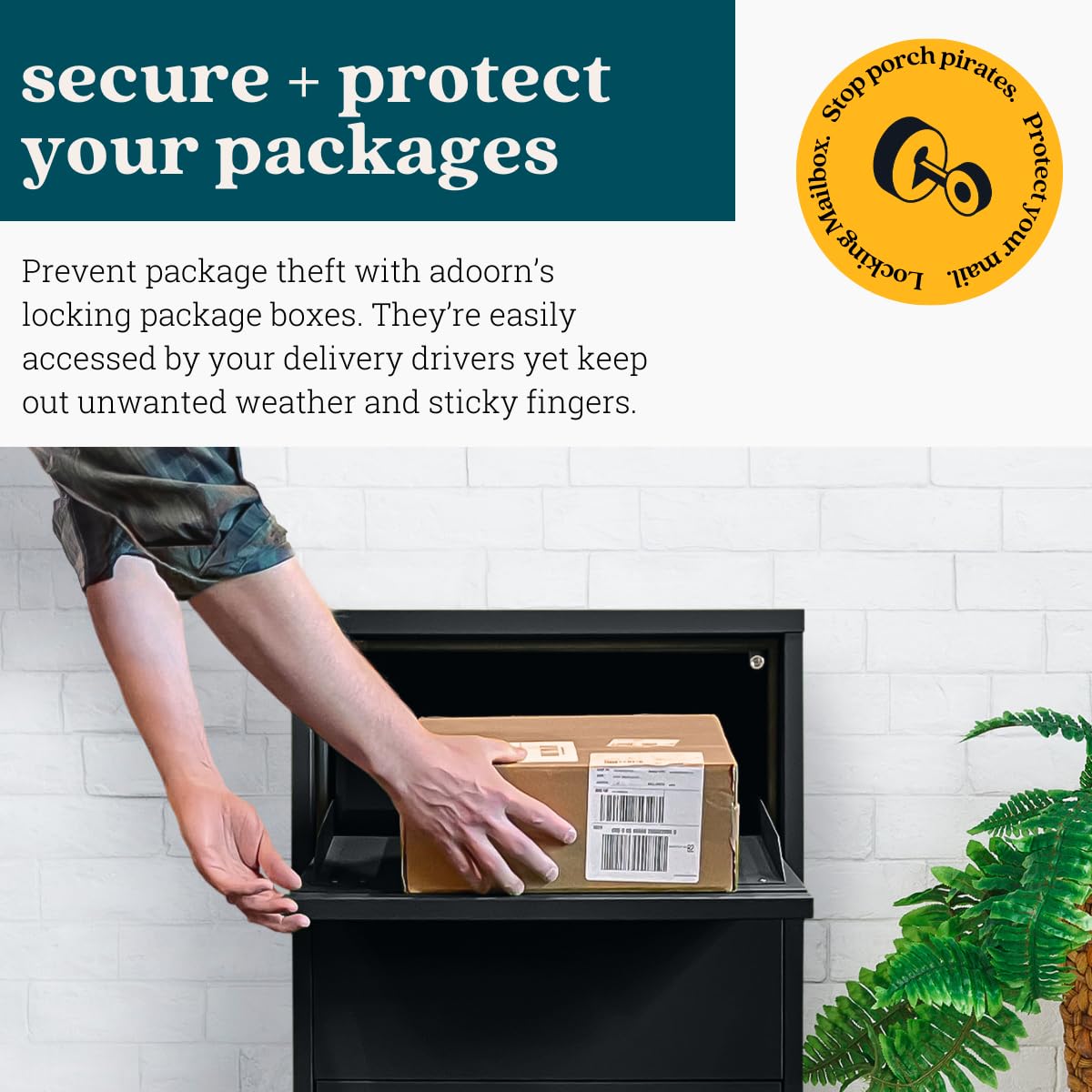 Secure Outdoor Package Delivery Box - 29.5x20.5x10.5 Inch Anti-Theft Parcel Drop Box with Free Standing Design (Black) - Perfect for Porch, Front Door & Home Security