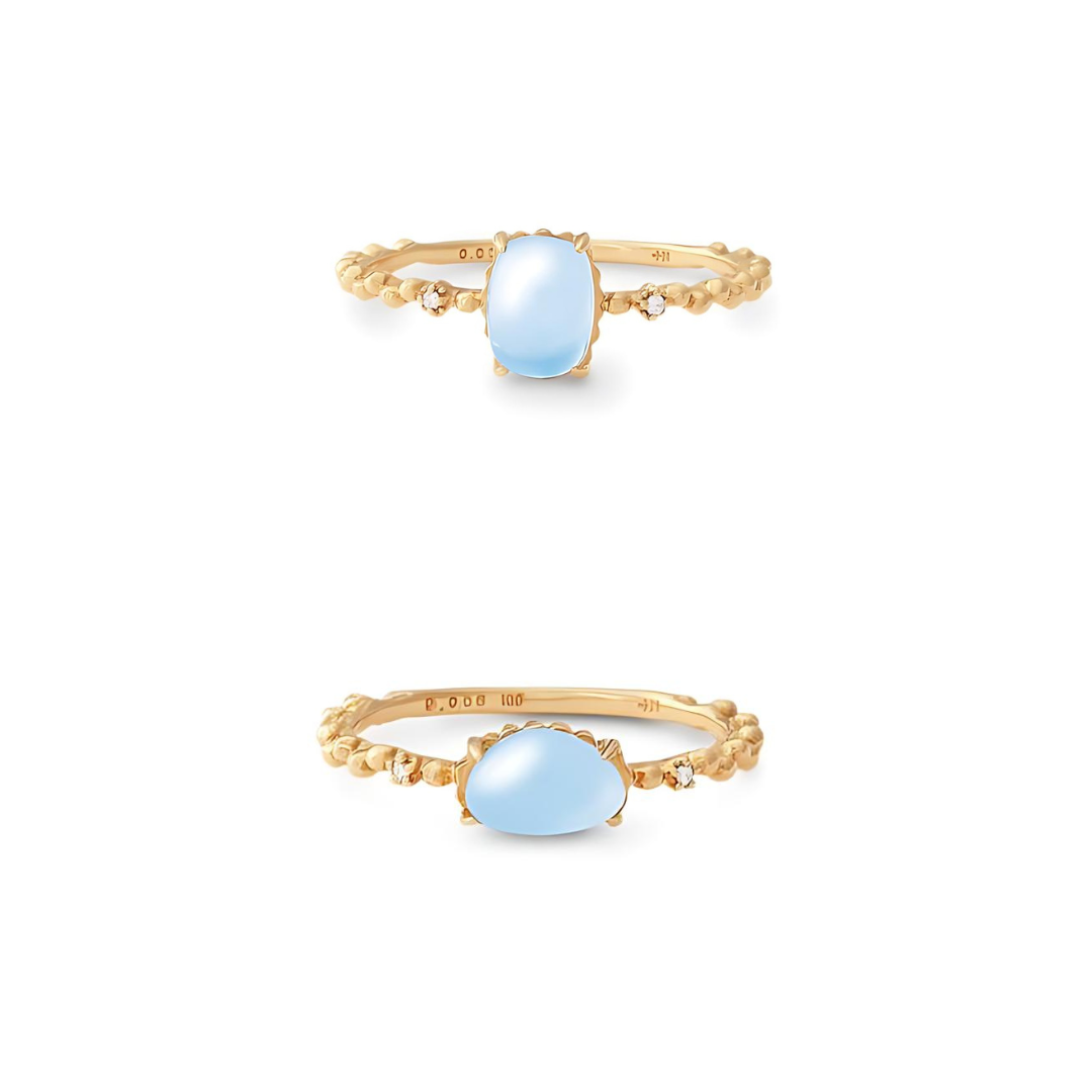 14K Gold Aquamarine Crystal Birthstone Ring for Women - March Birthstone Jewelry, Elegant Gift for Birthday, Anniversary & Valentine's Day | HJZB 253 | Perfect for Everyday Wear & Special Occasions