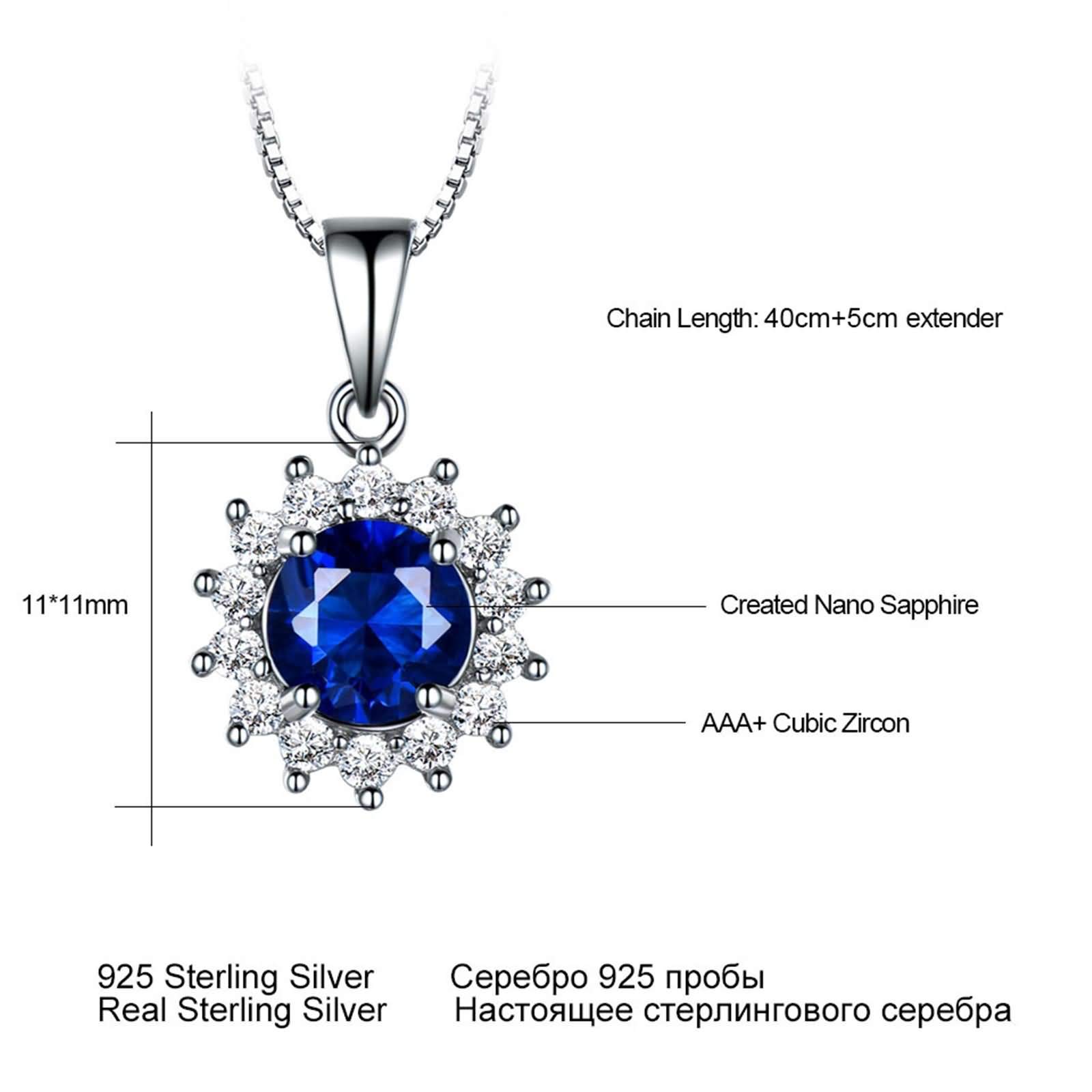 Daesar Sterling Silver Friendship Necklace for Women - Oval Cubic Zirconia Flower Pendant with Blue/Green Gemstone | Perfect Gift for Best Friends, Sisters & Couples | Great for Anniversaries, Birthdays & Valentine's Day