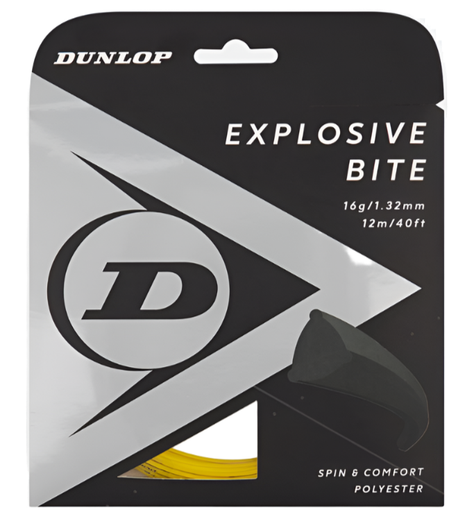 Dunlop Explosive Bite 16/1.32 Tennis String (Yellow) | High Performance Polyester String for Tennis Rackets | Perfect for Competitive Play & Spin Control