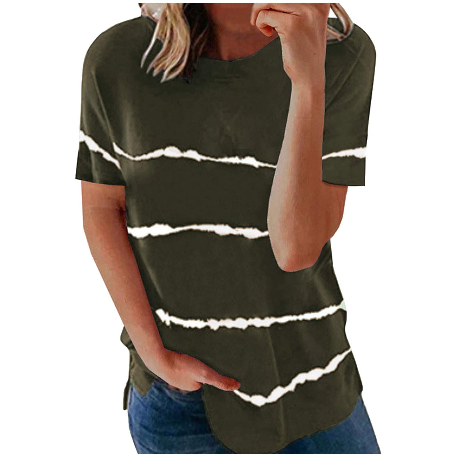 Women's Plus Size Casual Summer Tops - Short Sleeve V-Neck Loose Tee with Petal Sleeves | Dressy Casual T-Shirts for Work, Weekend & Everyday Wear