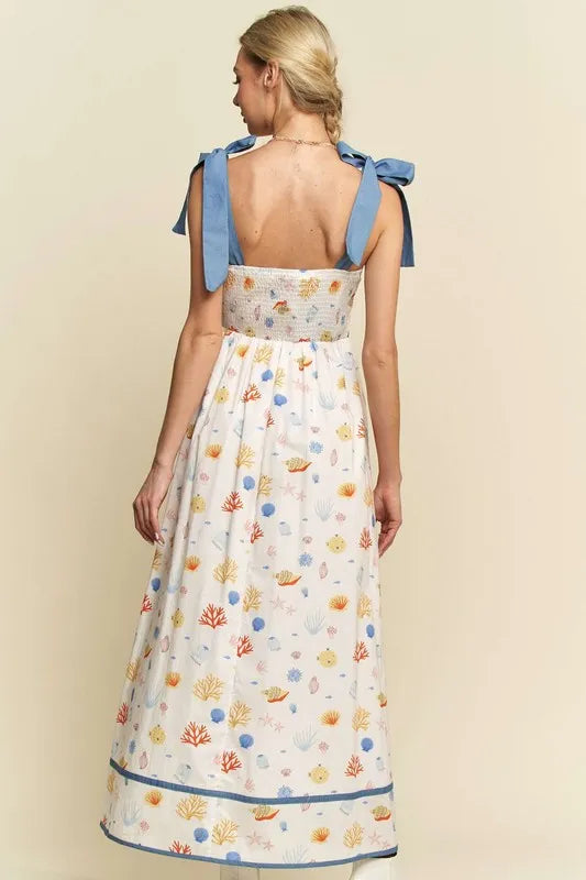 Stylish Denim Binding Summer Maxi Dress for Women - Flowy Beach Cover Up, Boho Chic Outfit for Vacations & Date Nights