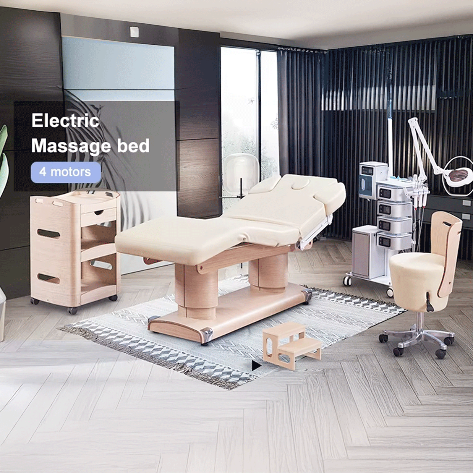 Professional BELVEDERE Electric Massage Table for Spa & Salon - Adjustable Height & Reclining Backrest - Perfect for Massage Therapy, Facial Treatments & Relaxation