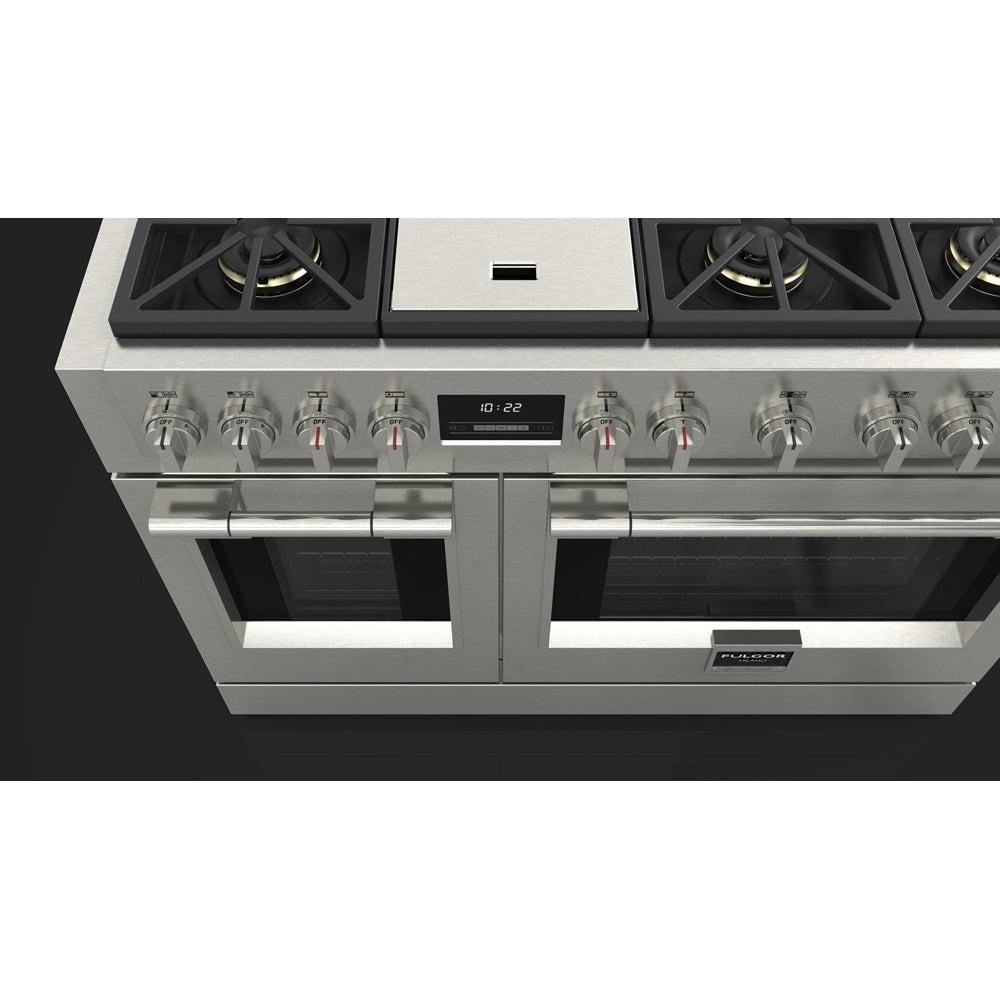 Fulgor Milano 48 Inch 600 Series Professional All Gas Range with 6 Burners & Stainless Steel Trilaminate Griddle - Perfect for Commercial Kitchens & Home Chefs (Model F6PGR486GS2)