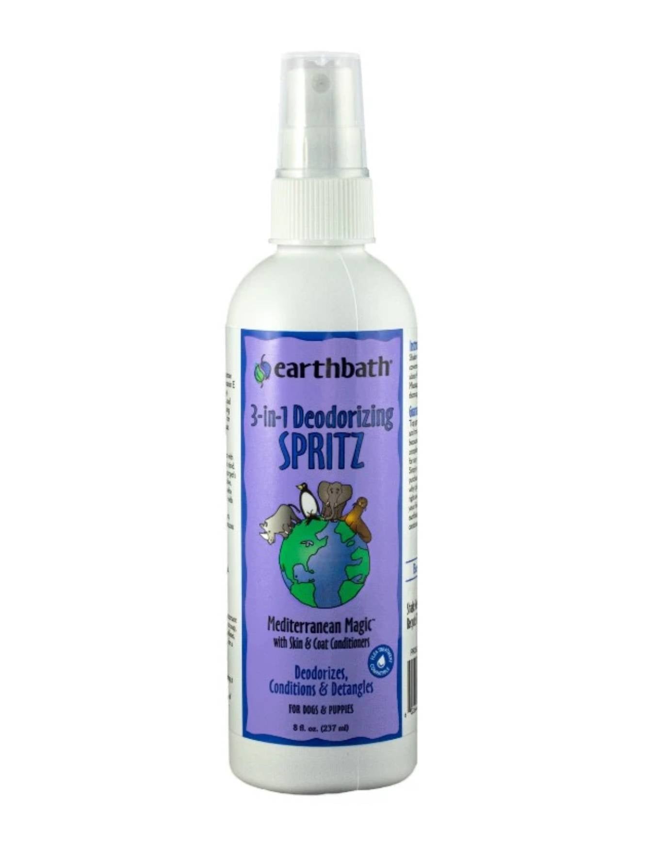 Earthbath Mediterranean Magic Rosemary 3-in-1 Deodorizing Spray for Dogs - 8oz (237ml) Natural Pet Odor Eliminator | Freshens Between Baths, Reduces Itching & Soothes Skin | Perfect for Travel, Grooming & Daily Use