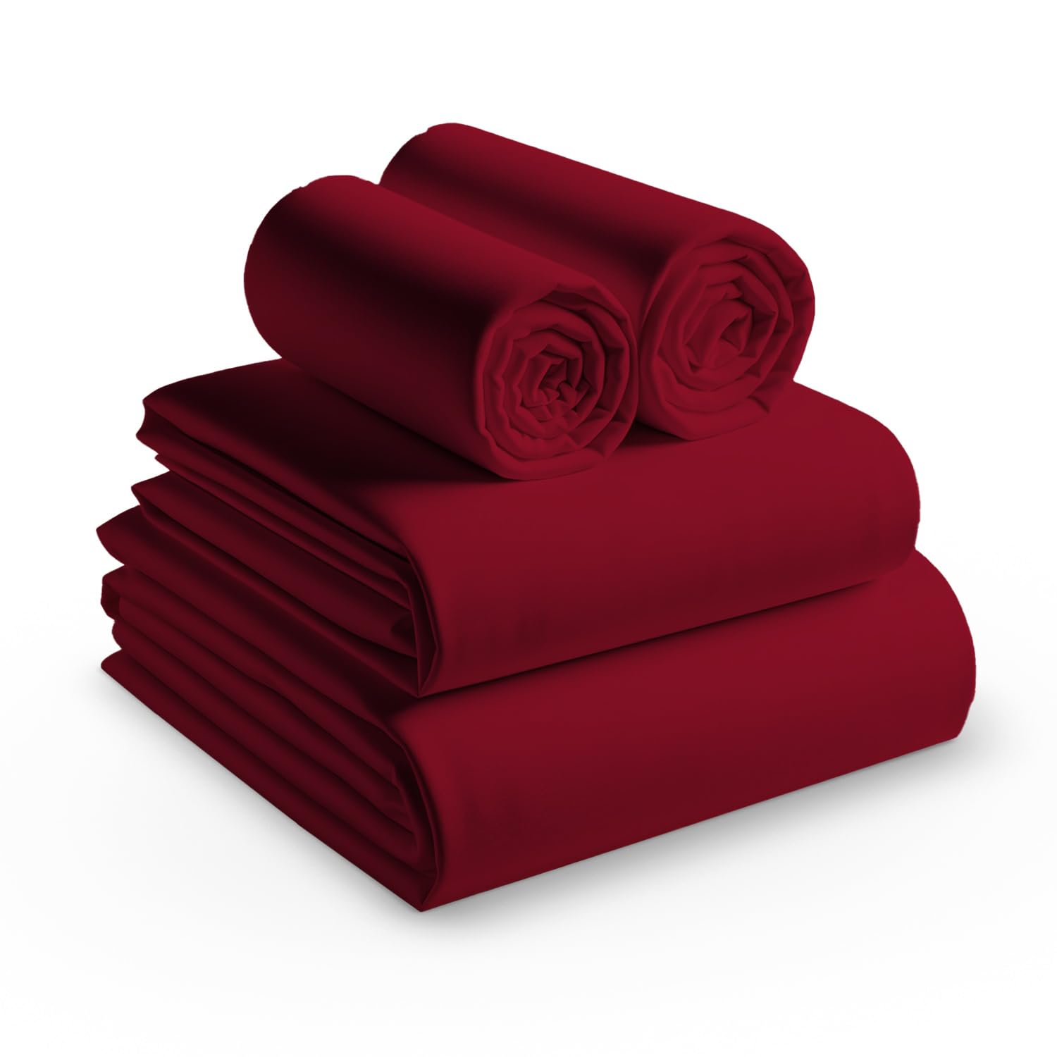 Bunny's Home Burgundy Twin Sheet Set - 4 Piece Breathable Egyptian Cotton Bedding with 17
