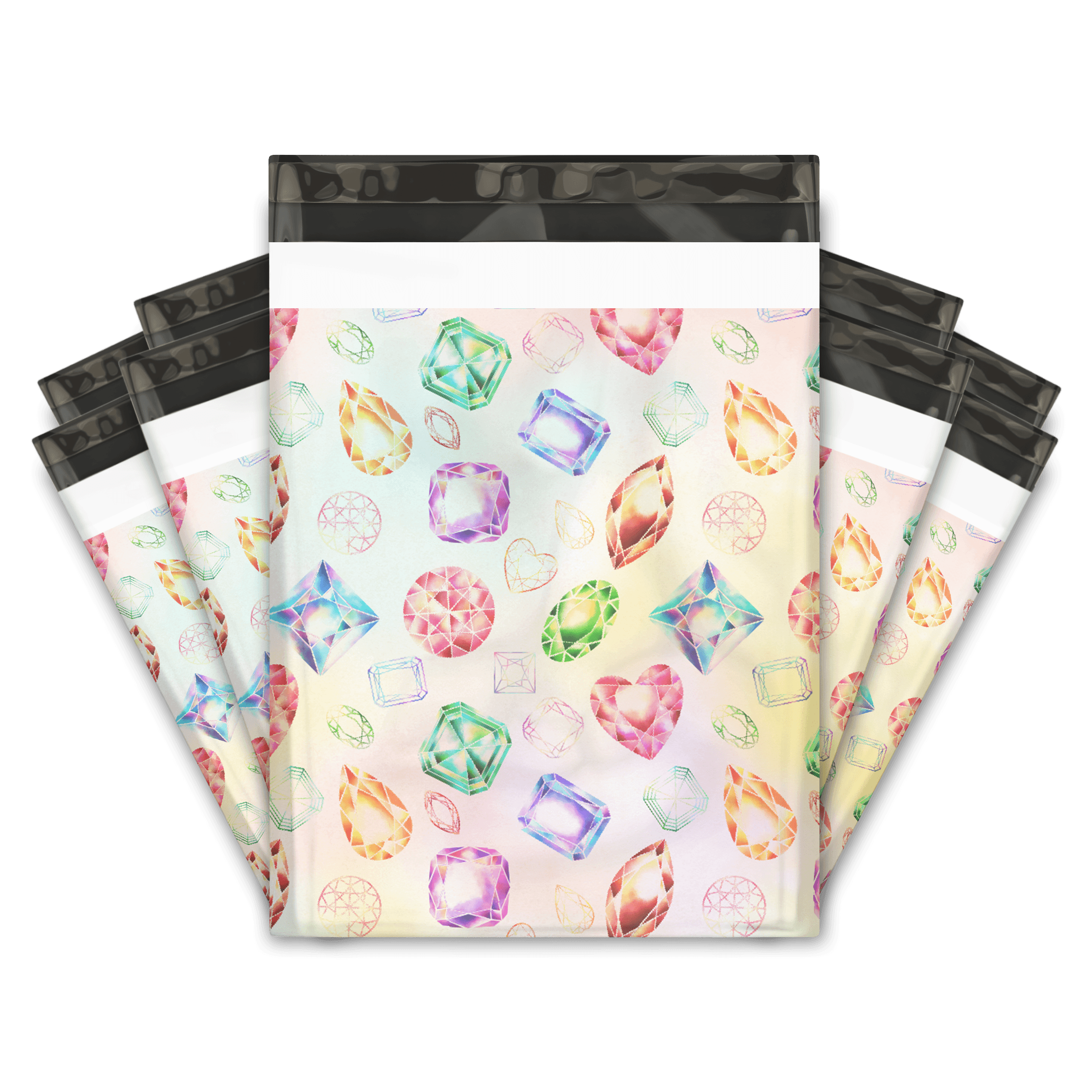 10x13 Inch Premium Gems & Diamonds Printed Poly Mailers - Luxury Designer Shipping Envelopes for Jewelry, Cosmetics & Small Business Packaging (Set of 50) - Perfect for Ecommerce, Subscription Boxes & Gift Bags