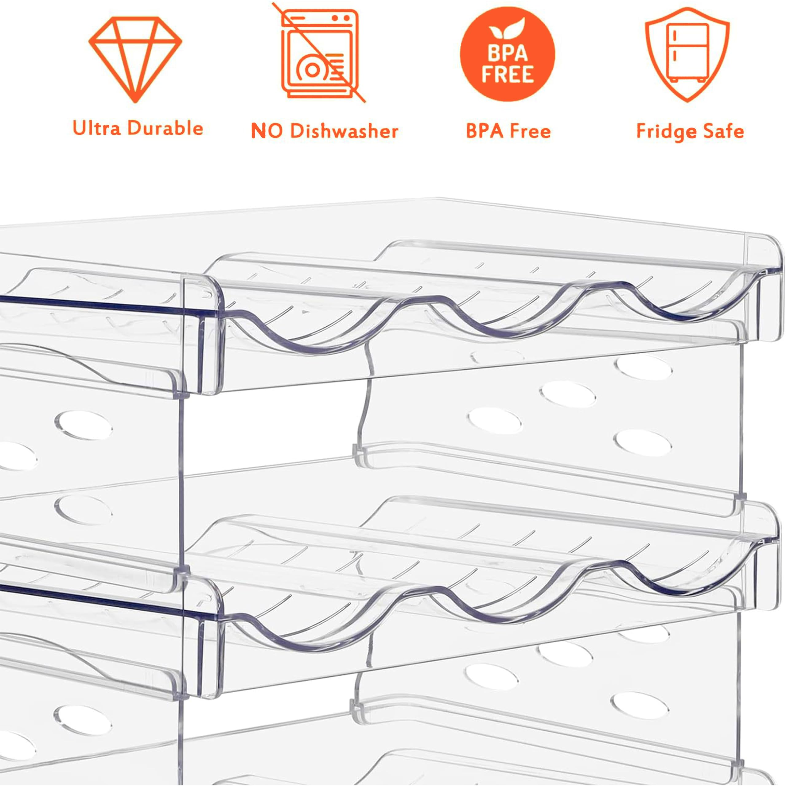 Stackable Wine Rack - 2 Tier Wine Bottle Holder Organizer for Cabinet, Pantry, Refrigerator & Countertop - Holds 6 Bottles - Perfect for Kitchen, Bar & Dining Room Storage
