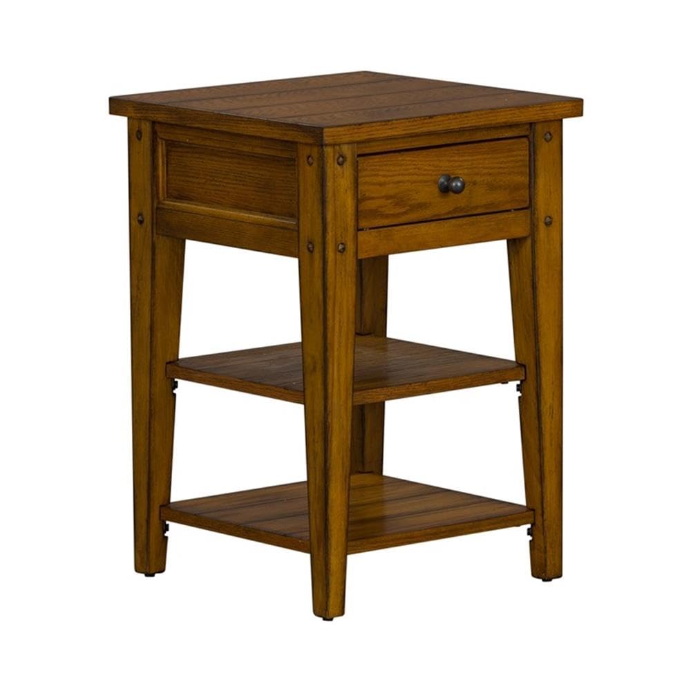 Oak Lake House Chair and Side Table Set - 2-Piece Rustic Furniture for Living Room, Bedroom & Porch | Home Square Collection
