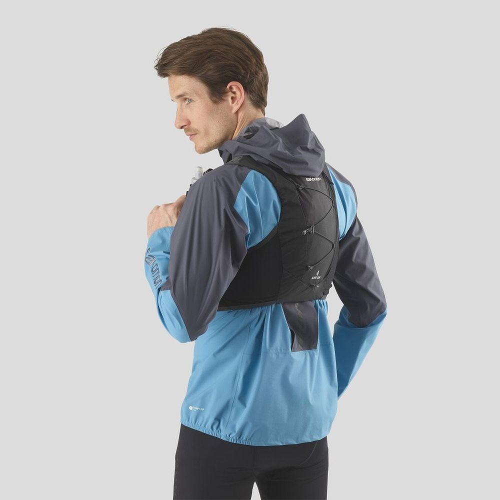 Salomon Unisex Active Skin 4 Hydration Running Vest with Water Flasks - Lightweight Breathable for Trail Running, Hiking & Outdoor Adventures