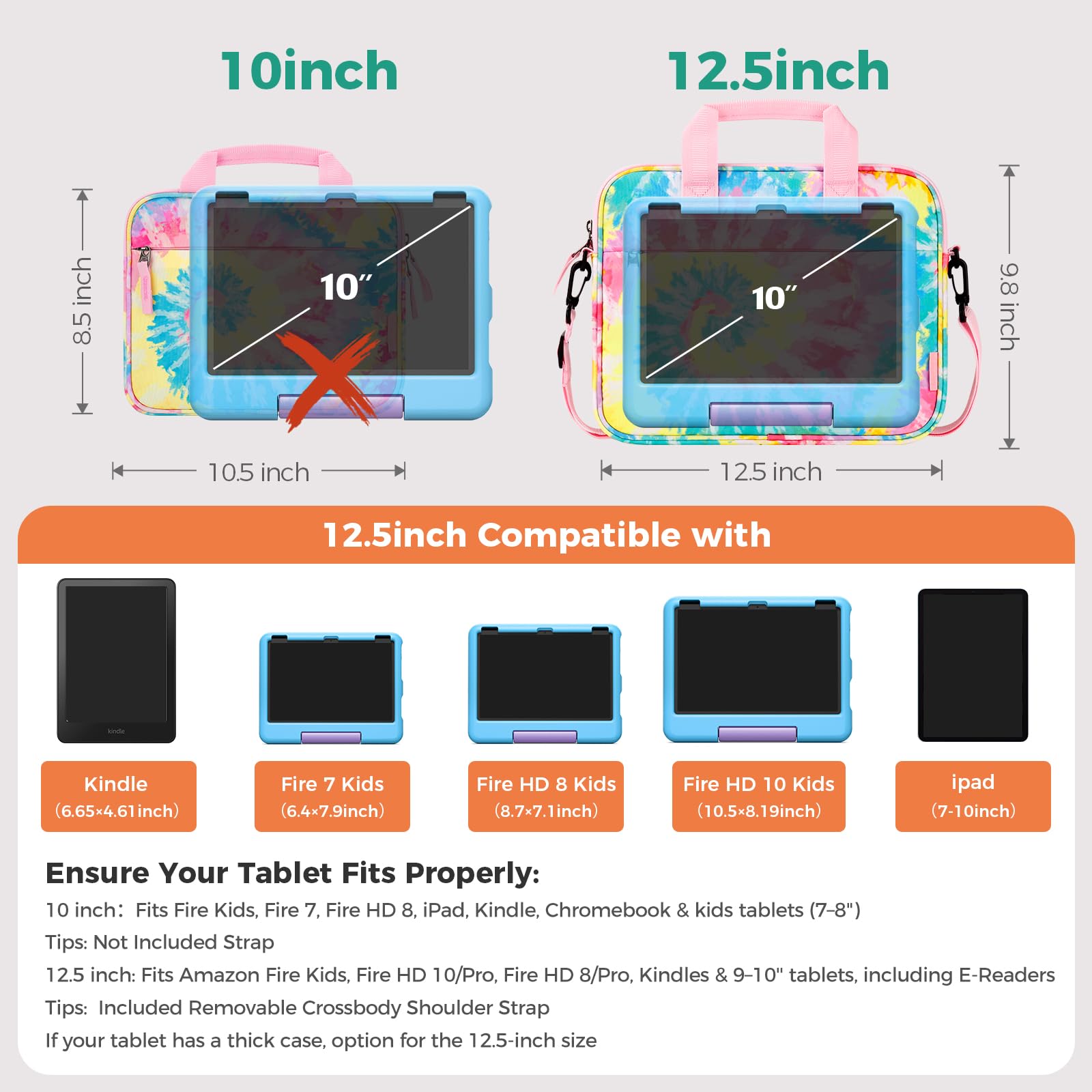 Choco Mocha Kids Tablet Sleeve Bag for Boys & Girls (10-12.5 Inch) - Protective Case for iPad, Kindle, Samsung Tablets - Perfect for School, Travel & Home Use