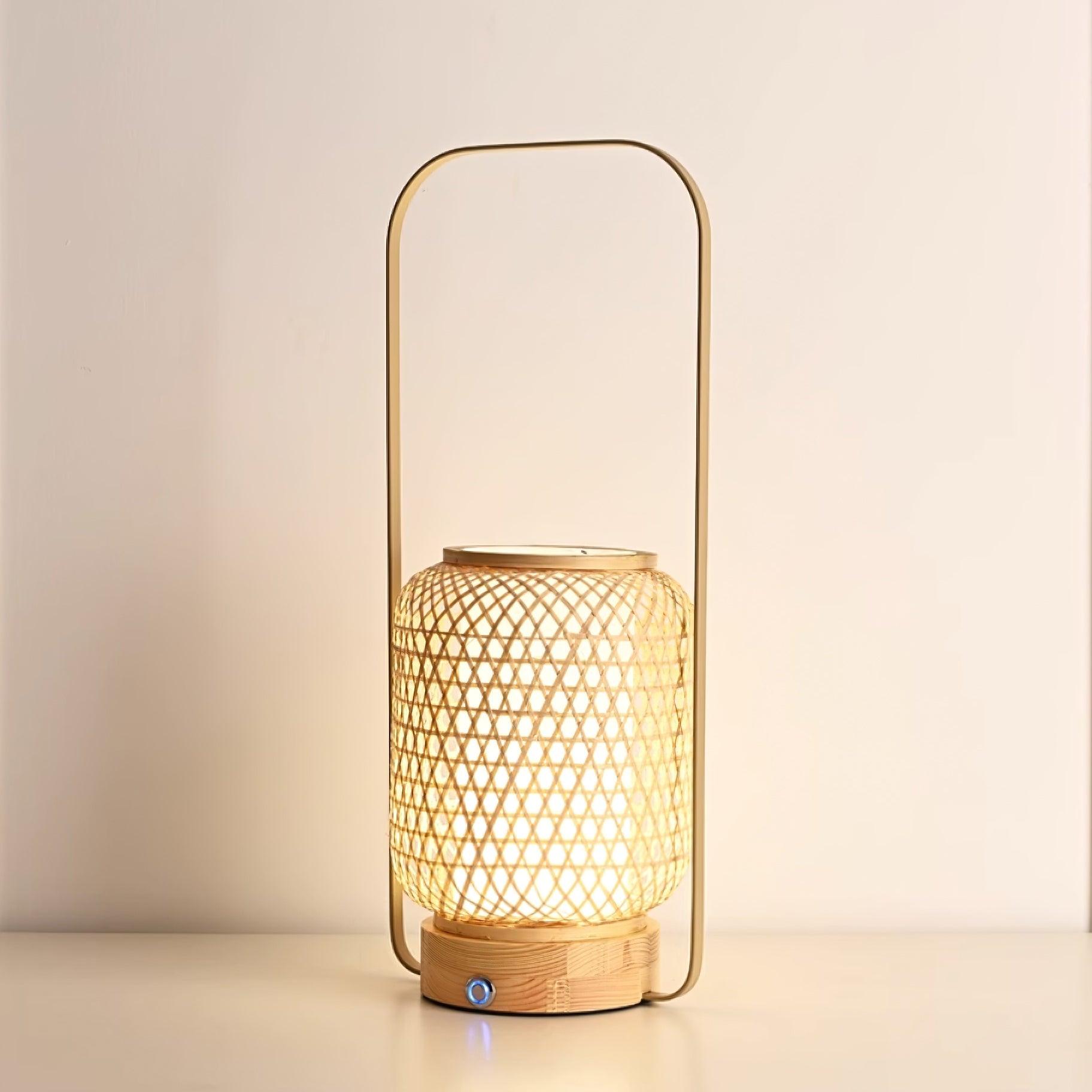 Eco-Friendly Bamboo Lantern Table Lamp - Handmade Natural Wood Night Light for Bedroom, Living Room, Patio & Garden Decor - Perfect for Relaxing Ambiance and Romantic Lighting